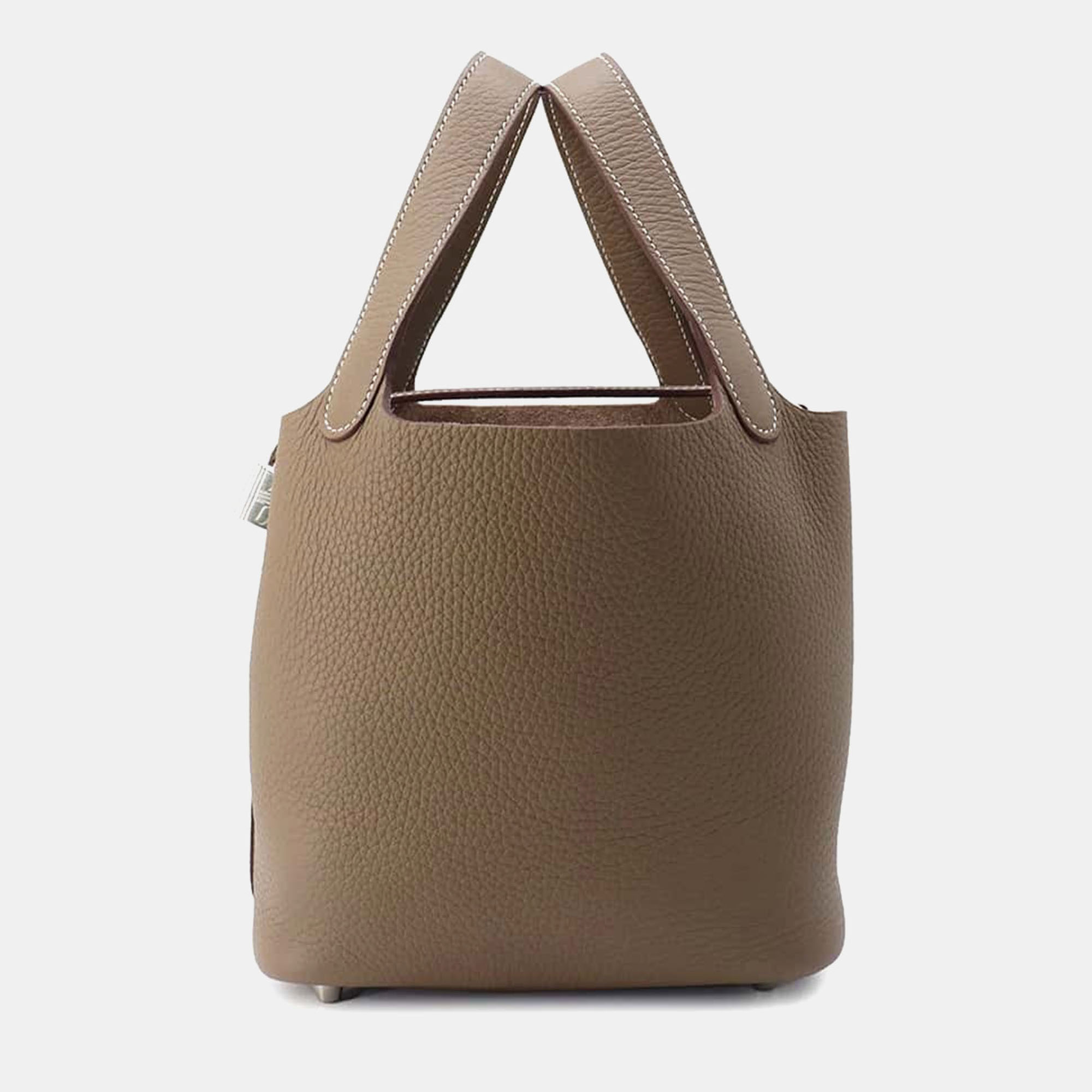 

Hermes Etoupe Taurillon Clemence Picotin Lock PM, Brown