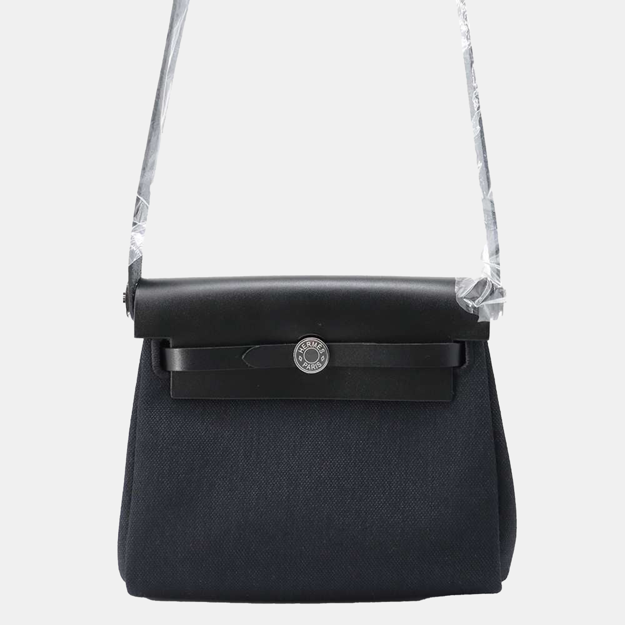 

Hermes Black Toile Military Vache Hunter Leather Mini Herbag Zip