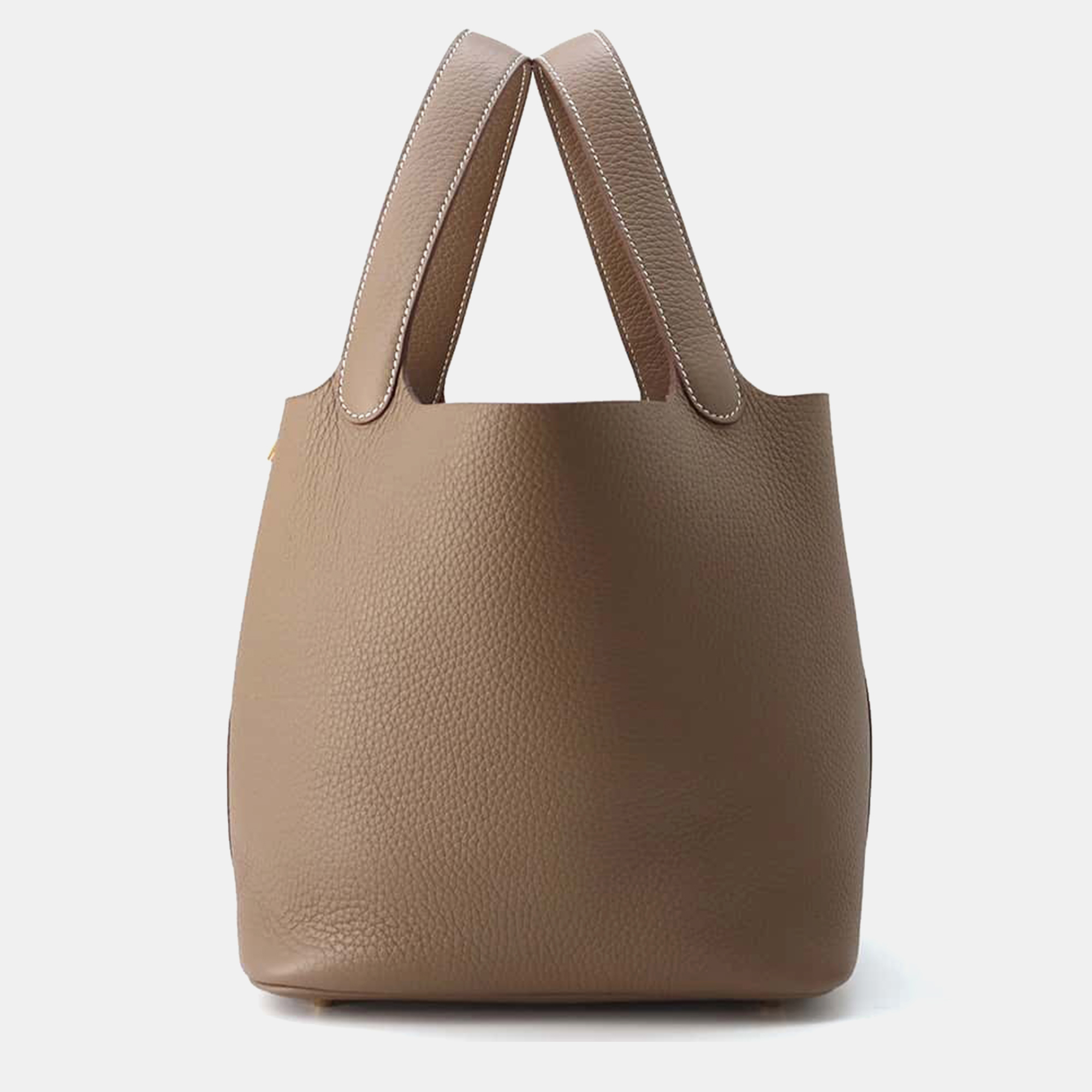 

Hermes Etoupe Taurillon Clemence Picotin Lock 22 Handbag, Brown