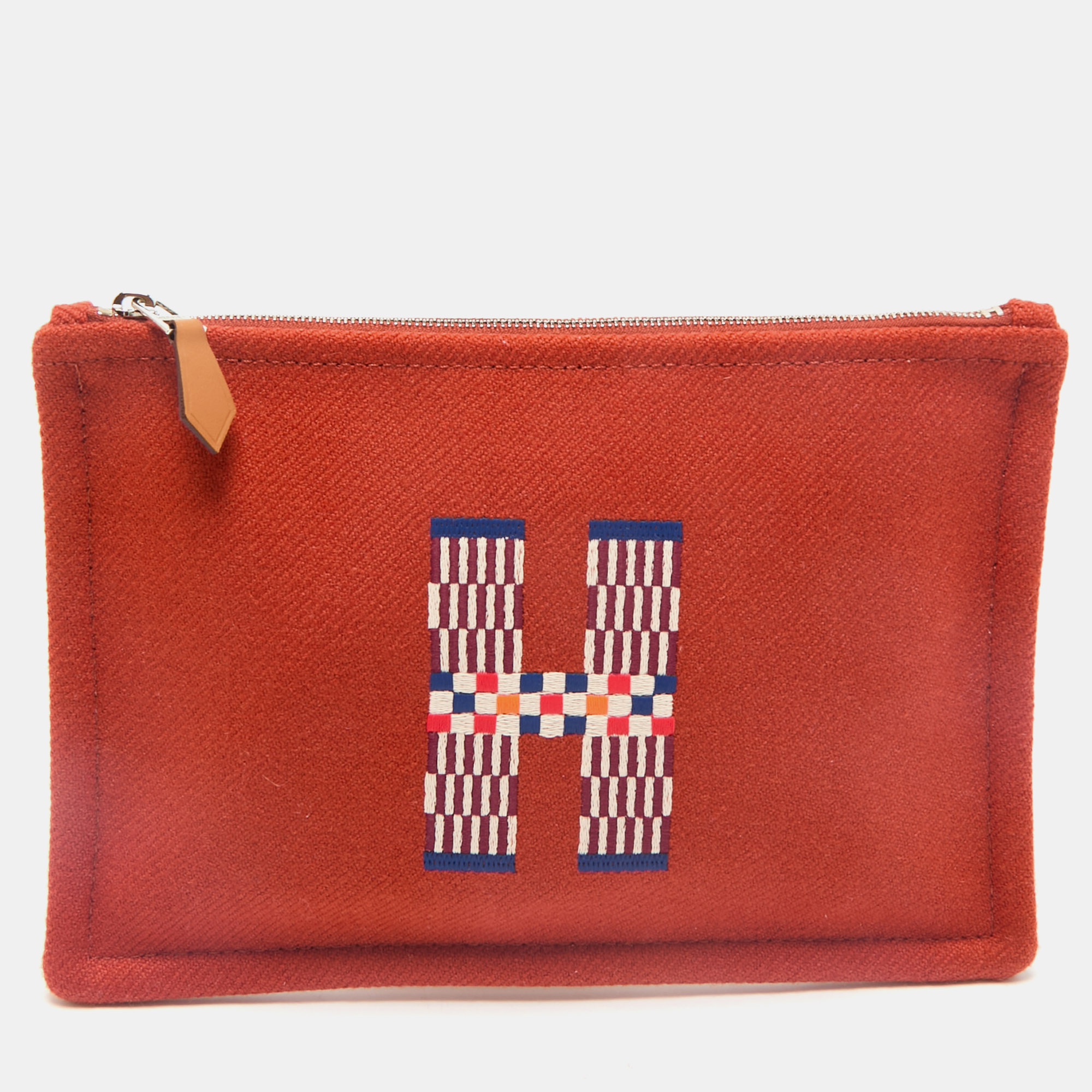 

Hermes Tomette Wool Small Flat H Natte Case, Red