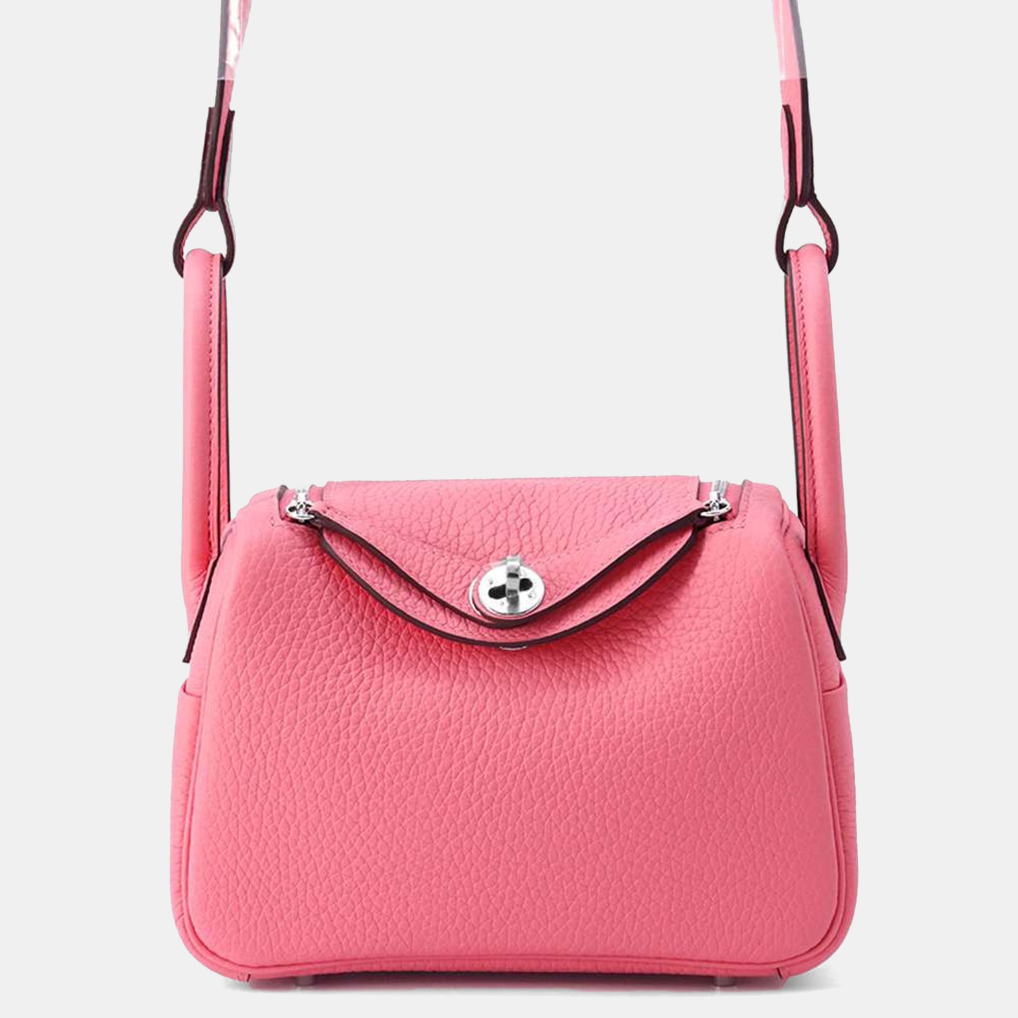 

Hermes Rose Azalee Taurillon Lecmans Mini Lindy, Pink