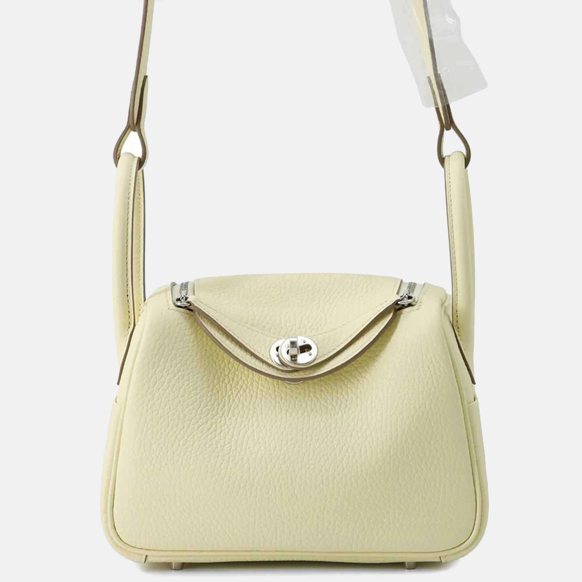 

Hermes Jaune Milton Taurillon Clemence Mini Lindy Bag, Yellow