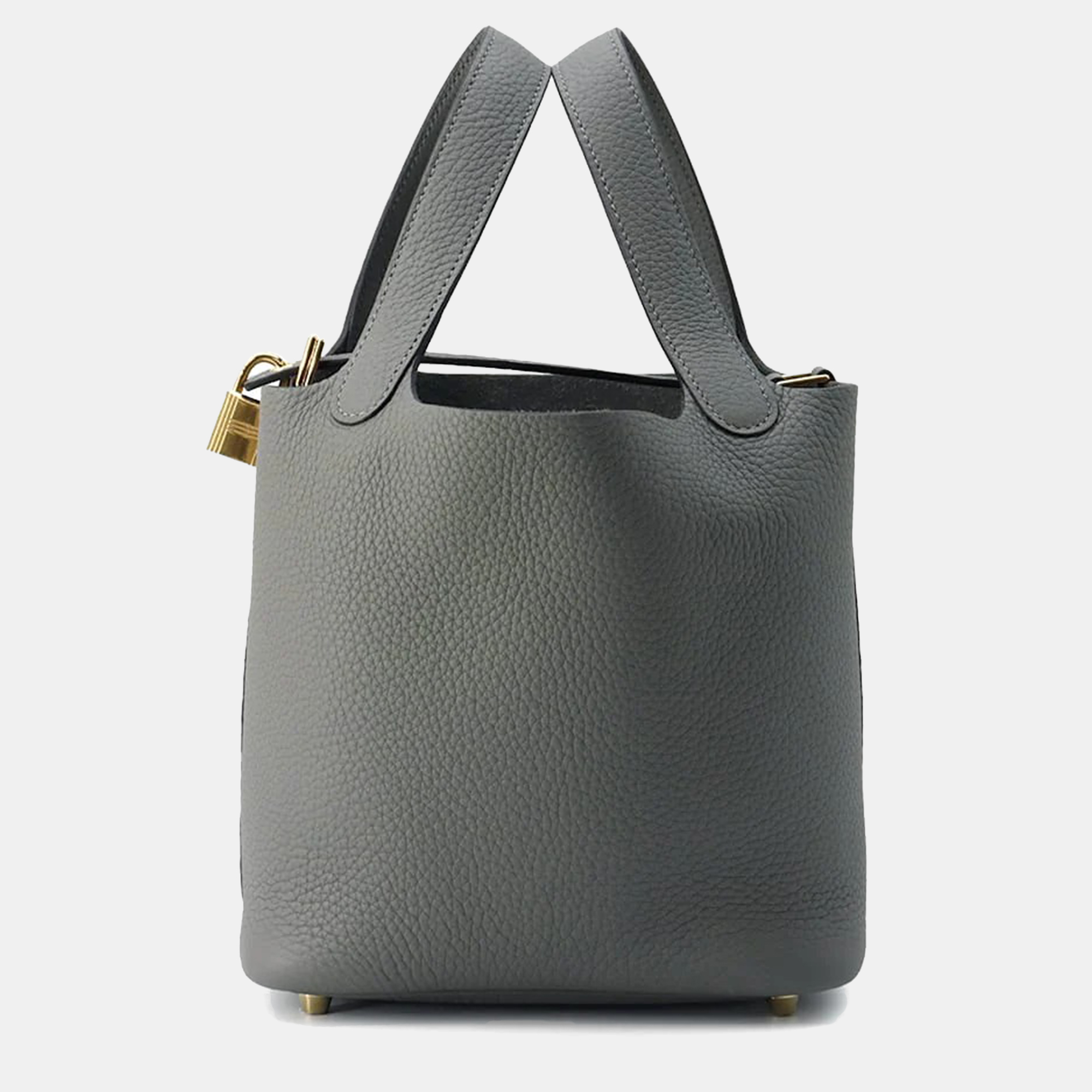 

Hermes Gris Meyer Taurillon Clemence Picotin Lock Bag 18, Grey