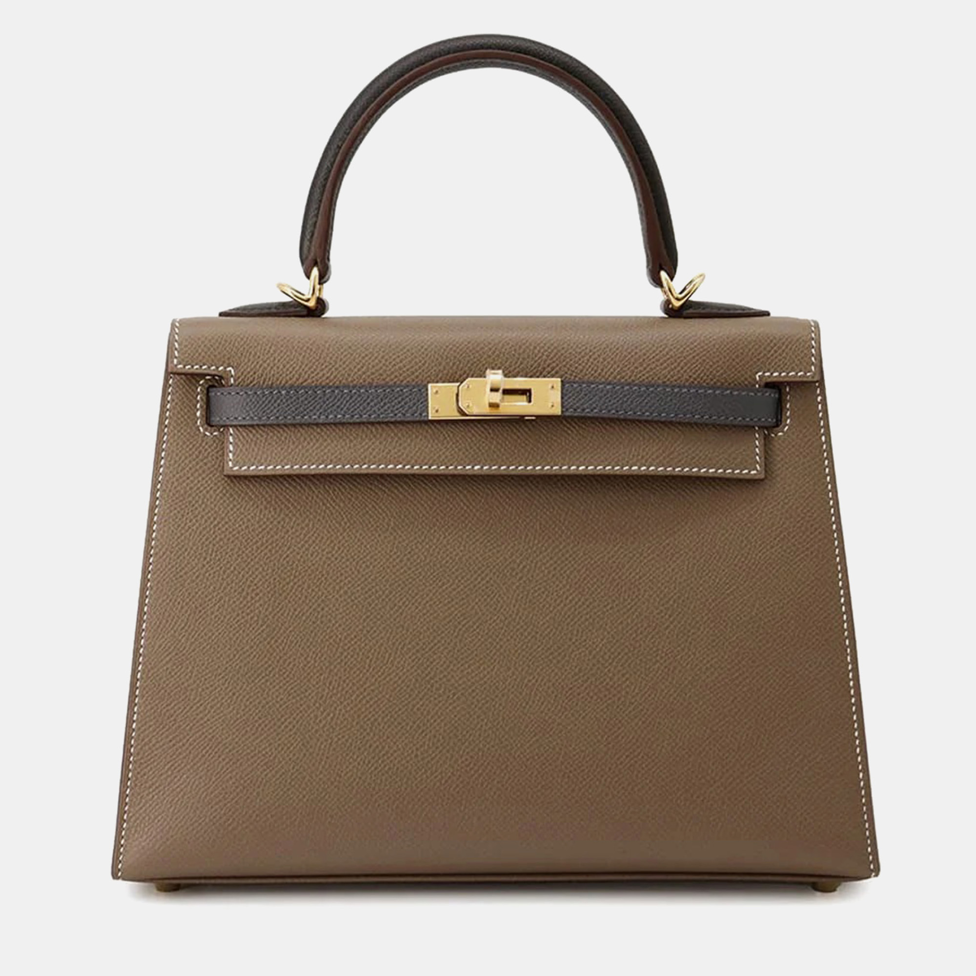 

Hermes Tricolor Etoupe/Black/Ardoise Epsom Kelly Sellier Size, Brown