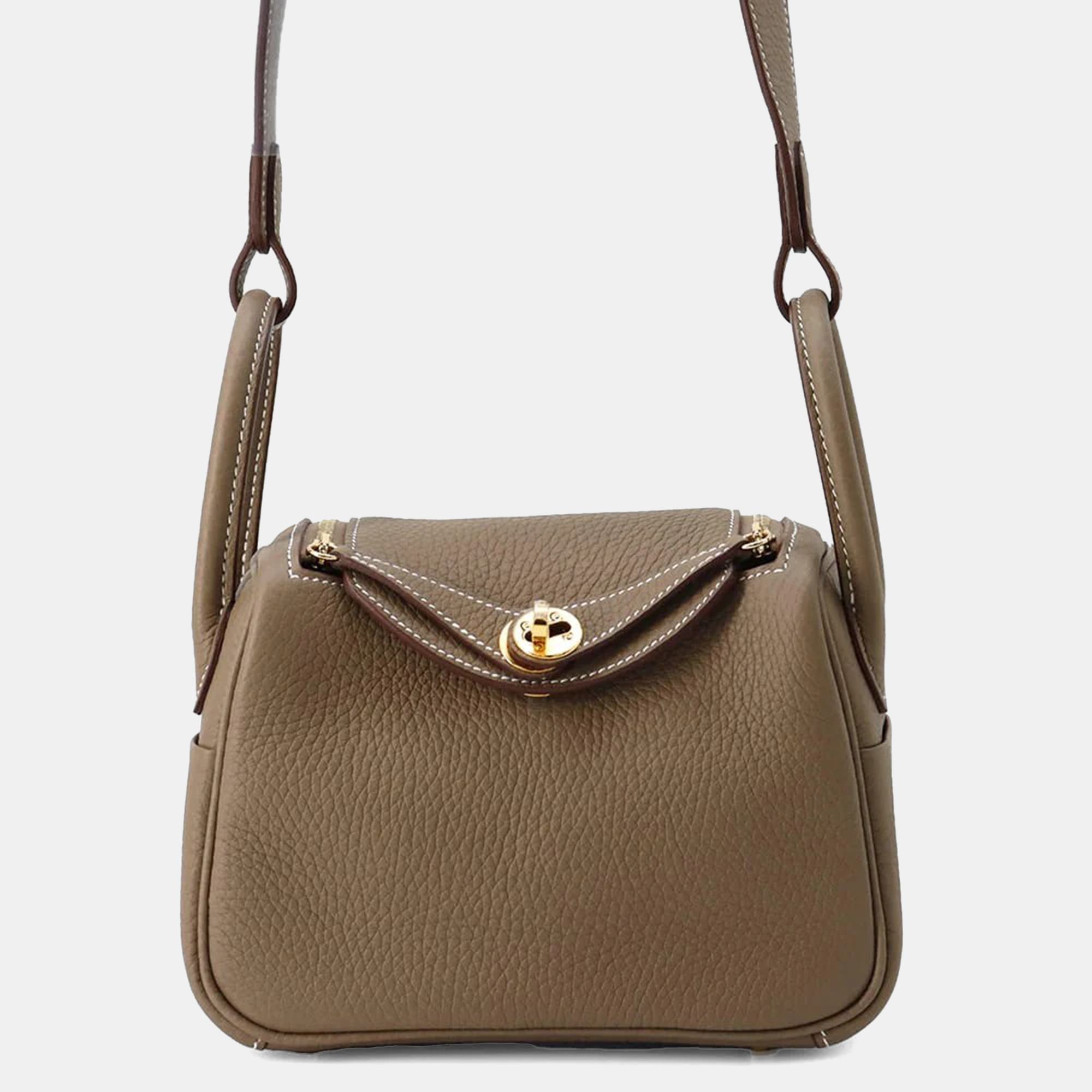 

Hermes Lindy Mini Etoupe Taurillon Clemence, Brown