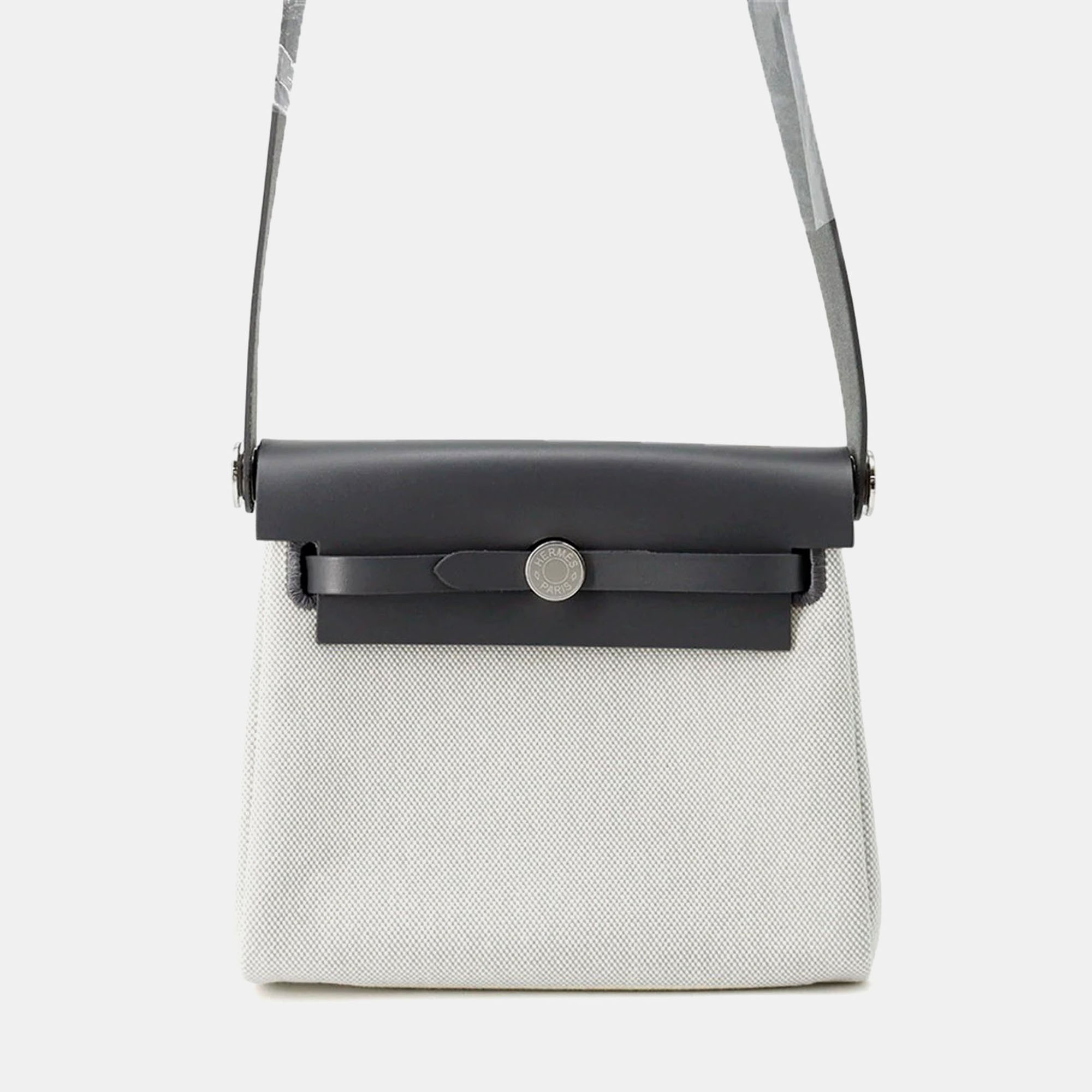 

Hermes Herbag Mini Ardoise/Ecru Toile H Vache Hunter Leather Handbag, Multicolor