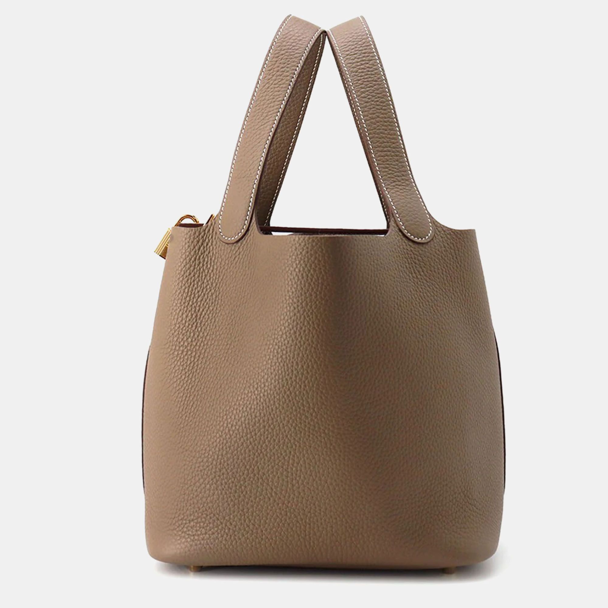 

Hermes Picotin 22 Padlock Etoupe Taurillon Clemence Handbag, Brown