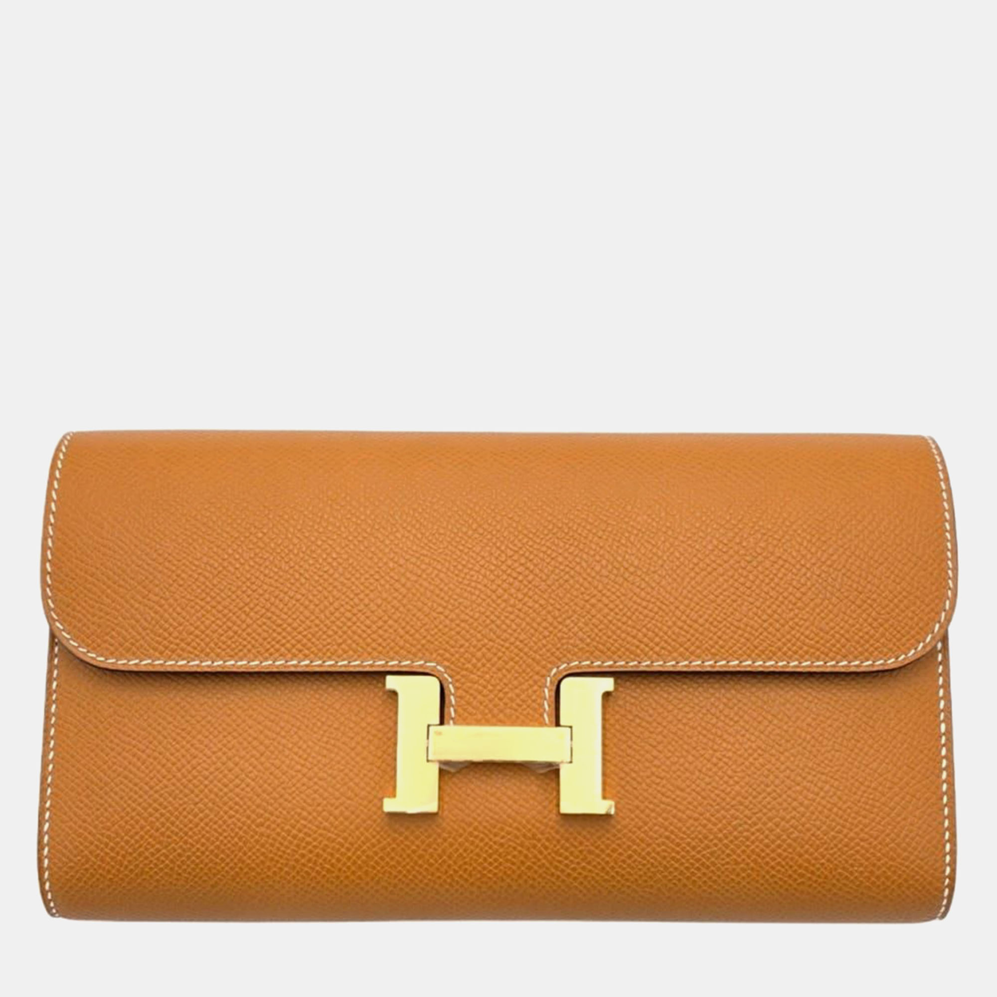 Pre-owned Hermes Constance To Go Wallet Gold Epsom Gold Hardware