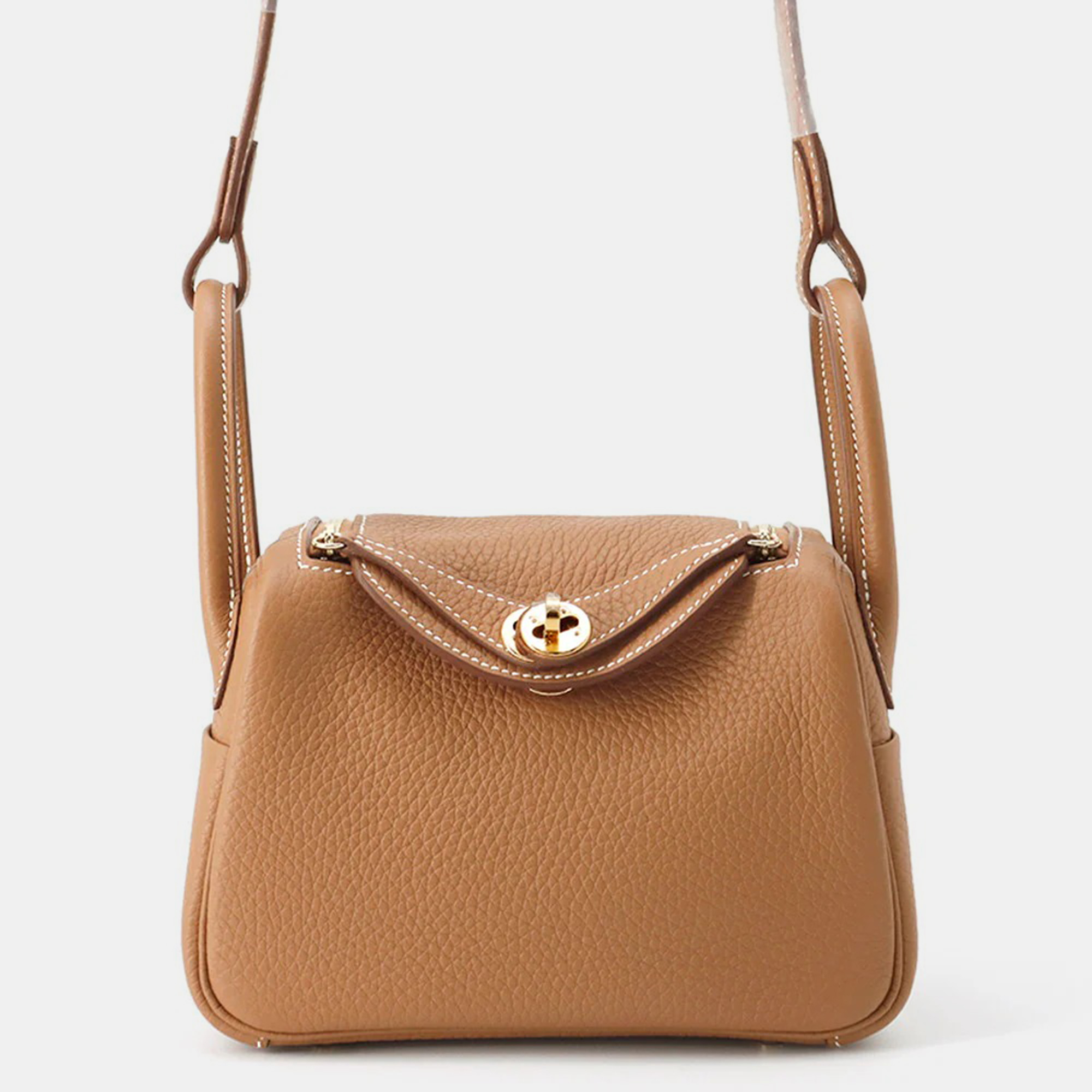 

Hermes Lindy Mini Gold Taurillon Clemence Bag, Brown