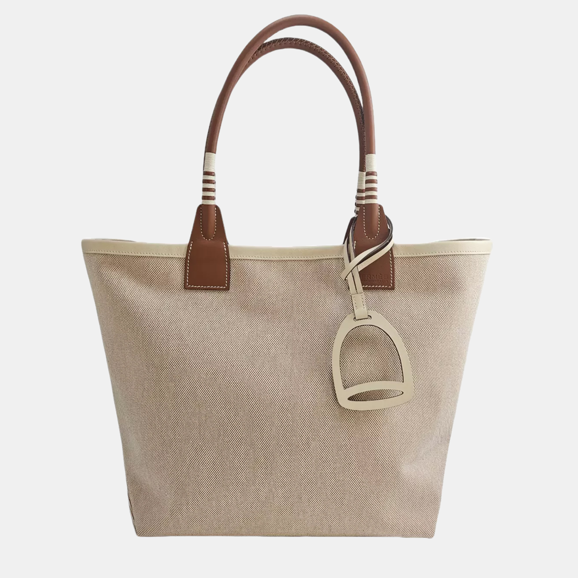 

Hermes Steeple Beige/Brown Canvas Tote