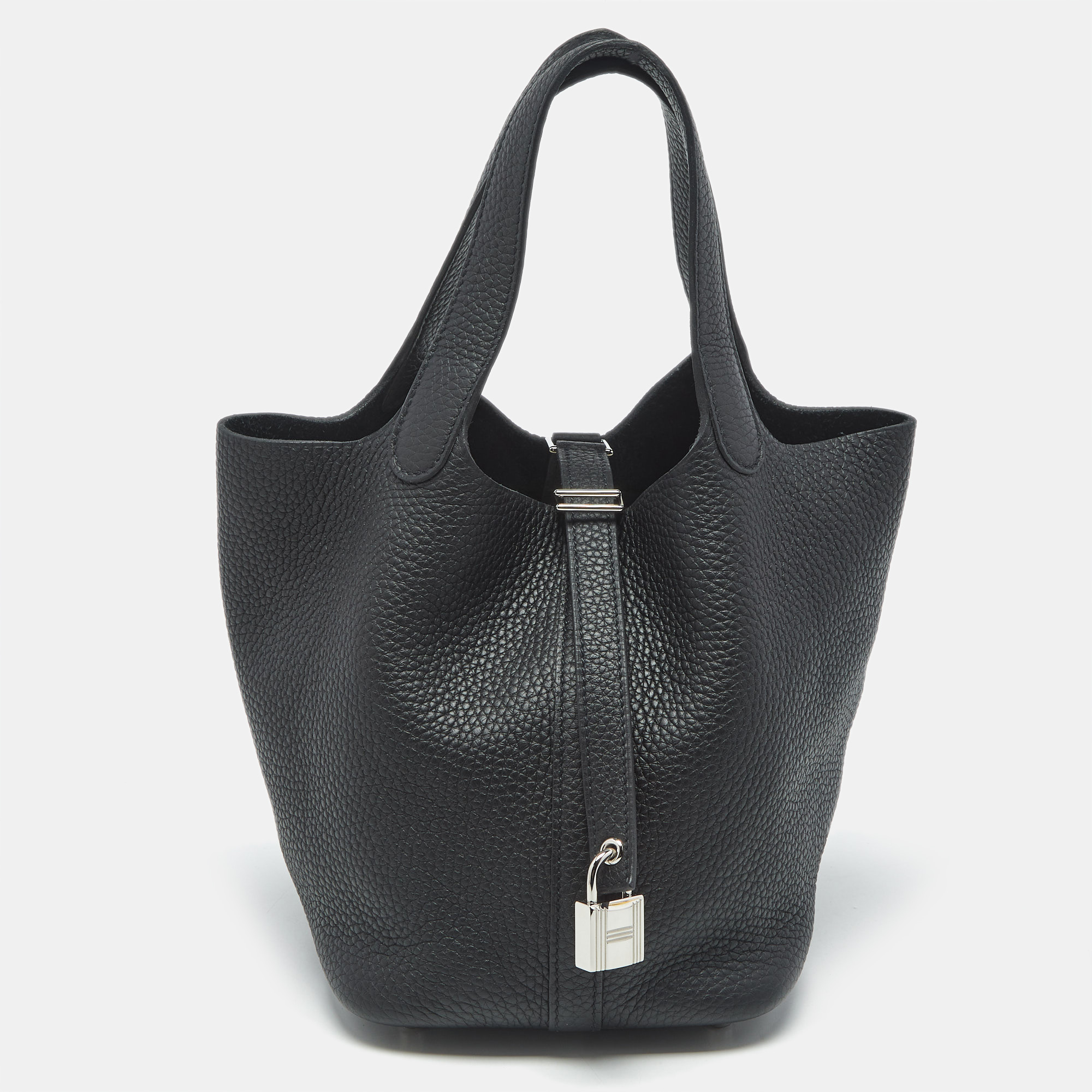 

Hermes Noir Taurillon Clemence Leather Picotin Lock 18 Bag, Black