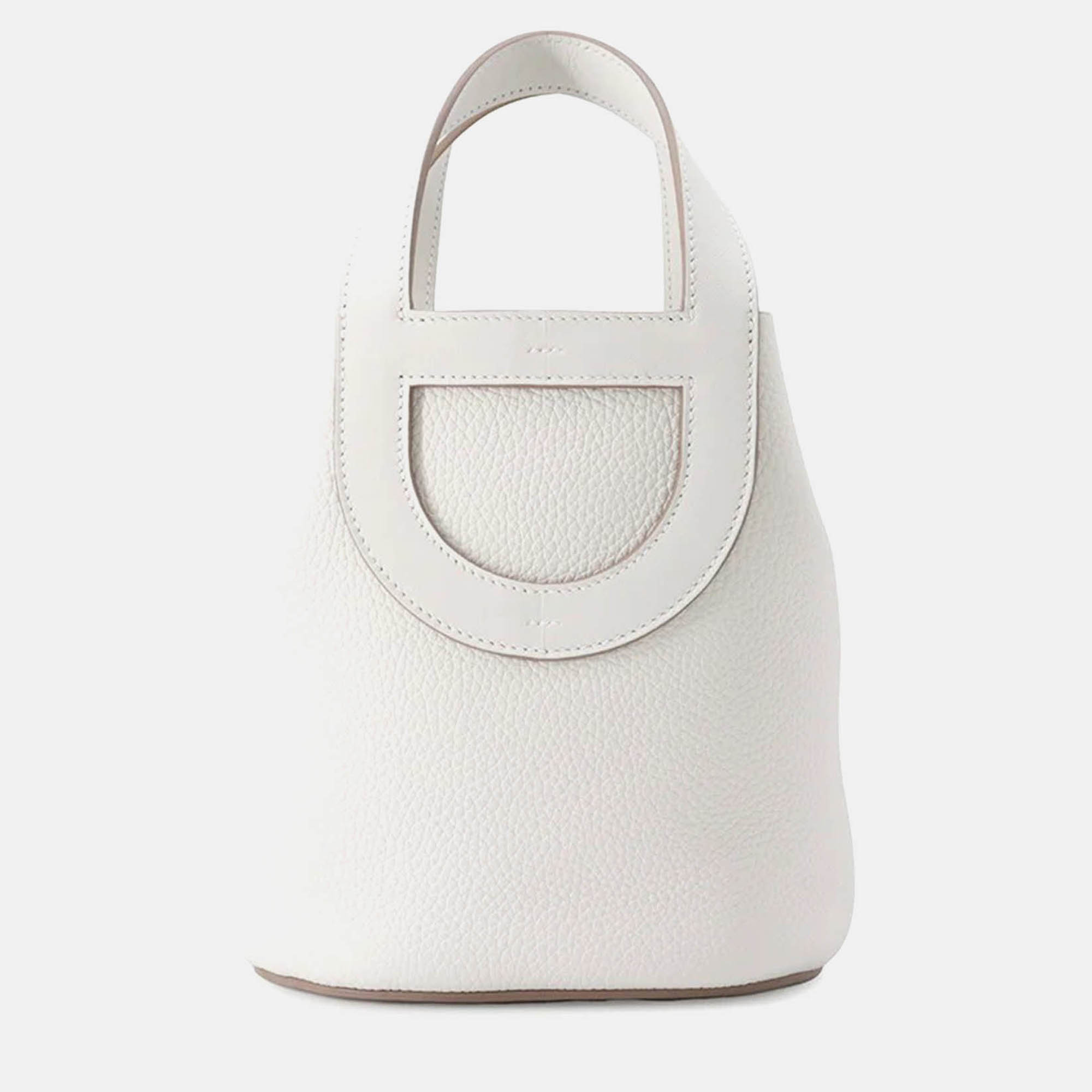 

Hermes In-The-Loop 18 Gris Pale Taurillon Clemence Swift Leather Tote Bag, White