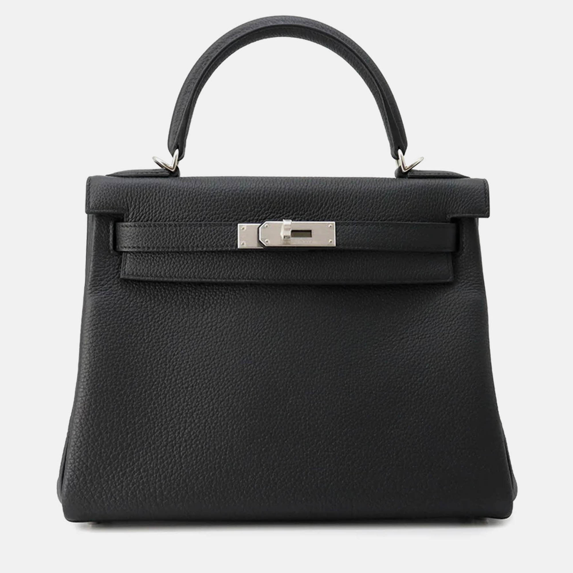 

Hermes Kelly Retourne 28 Black Togo Leather Handbag