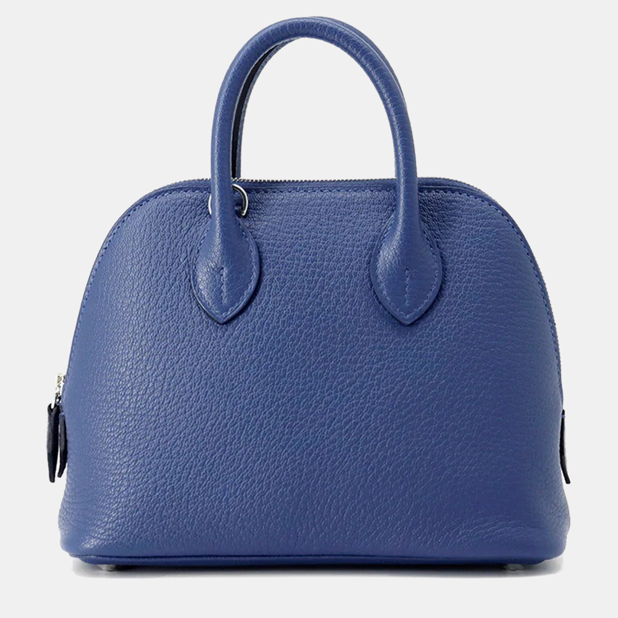 Pre-owned Hermes Bolide 1923 Mini Blue Tie Chevre Myzore Goatskin Satchel Bag