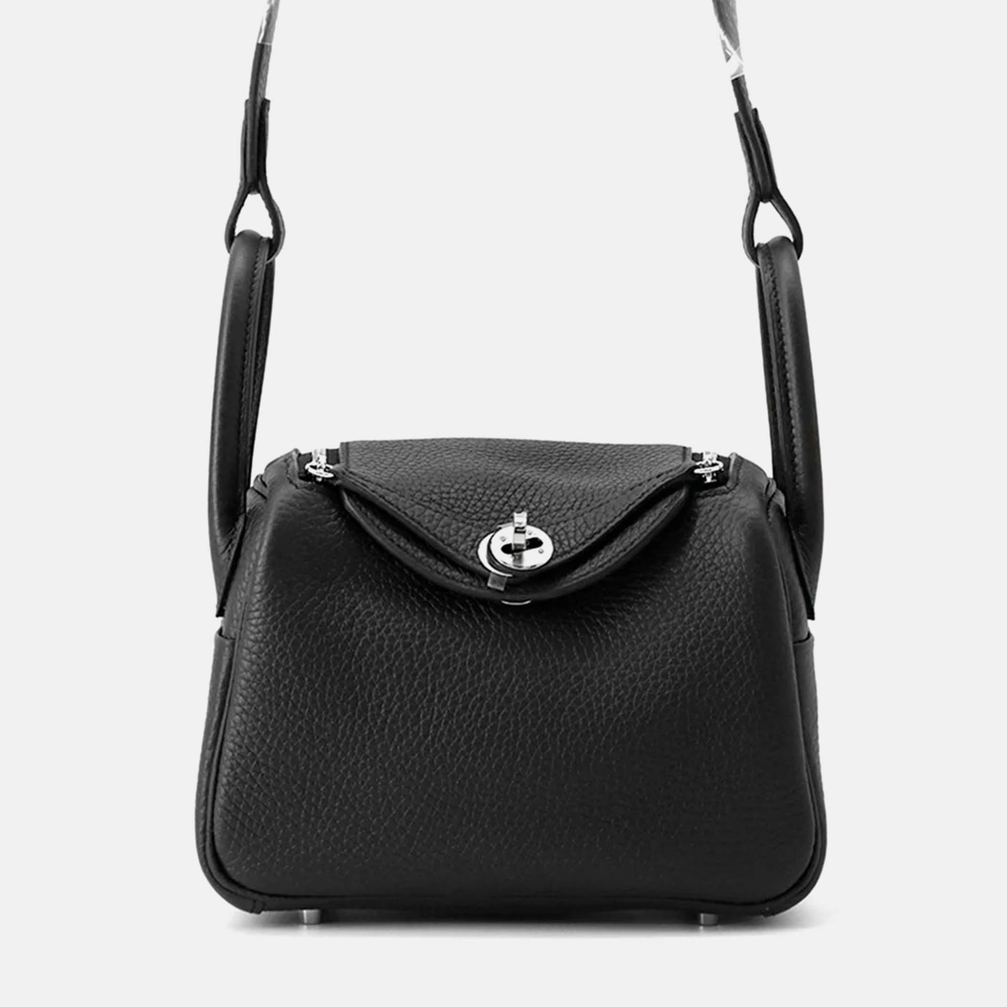 

Hermes Lindy Black Taurillon Clemence Size Mini