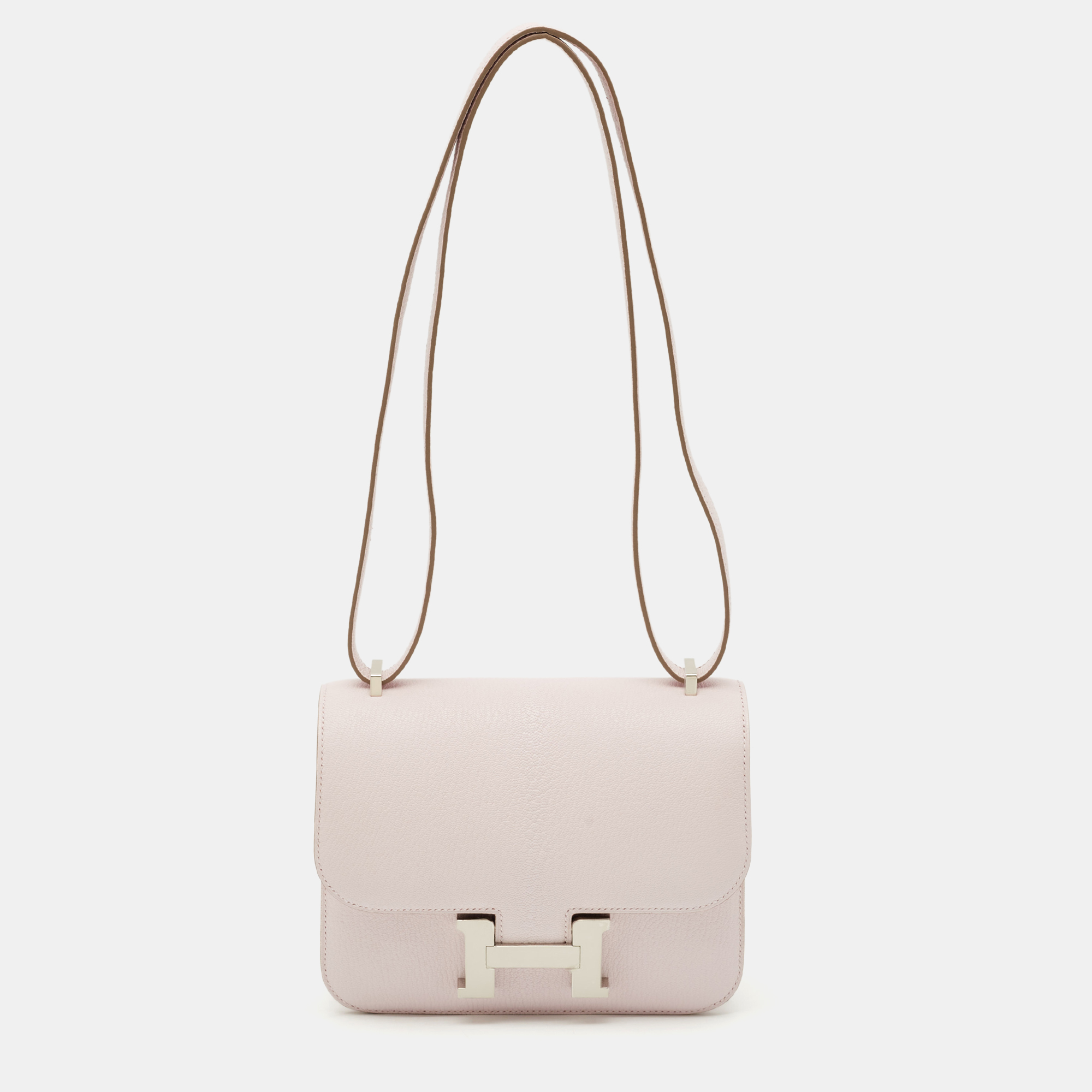 

Hermès Mauve Pale Chevre Leather Palladium Finish Constance 18 Mini Bag, Pink