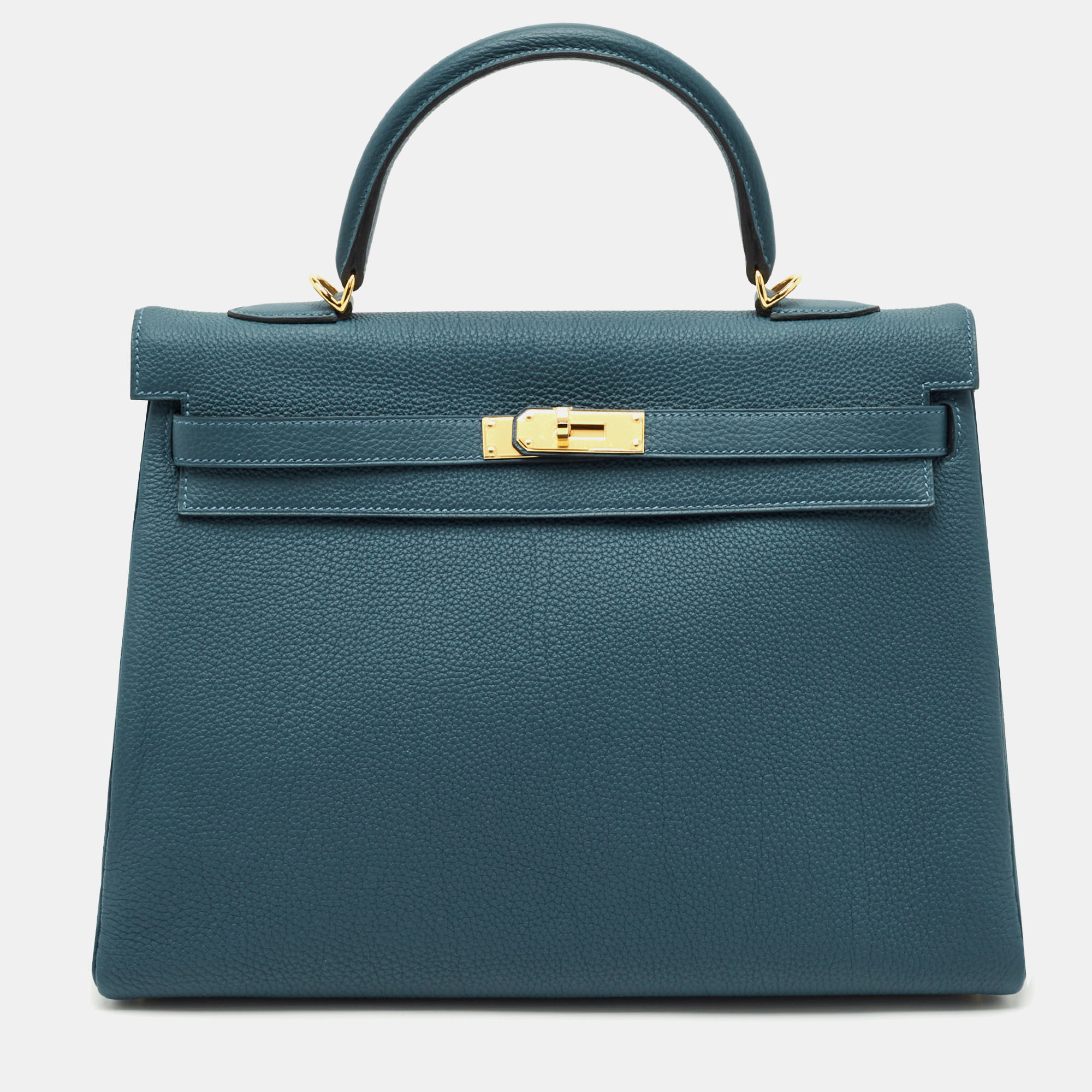 

Hermès Colvert Togo Leather Gold Finish Kelly Retourne 35 Bag, Blue