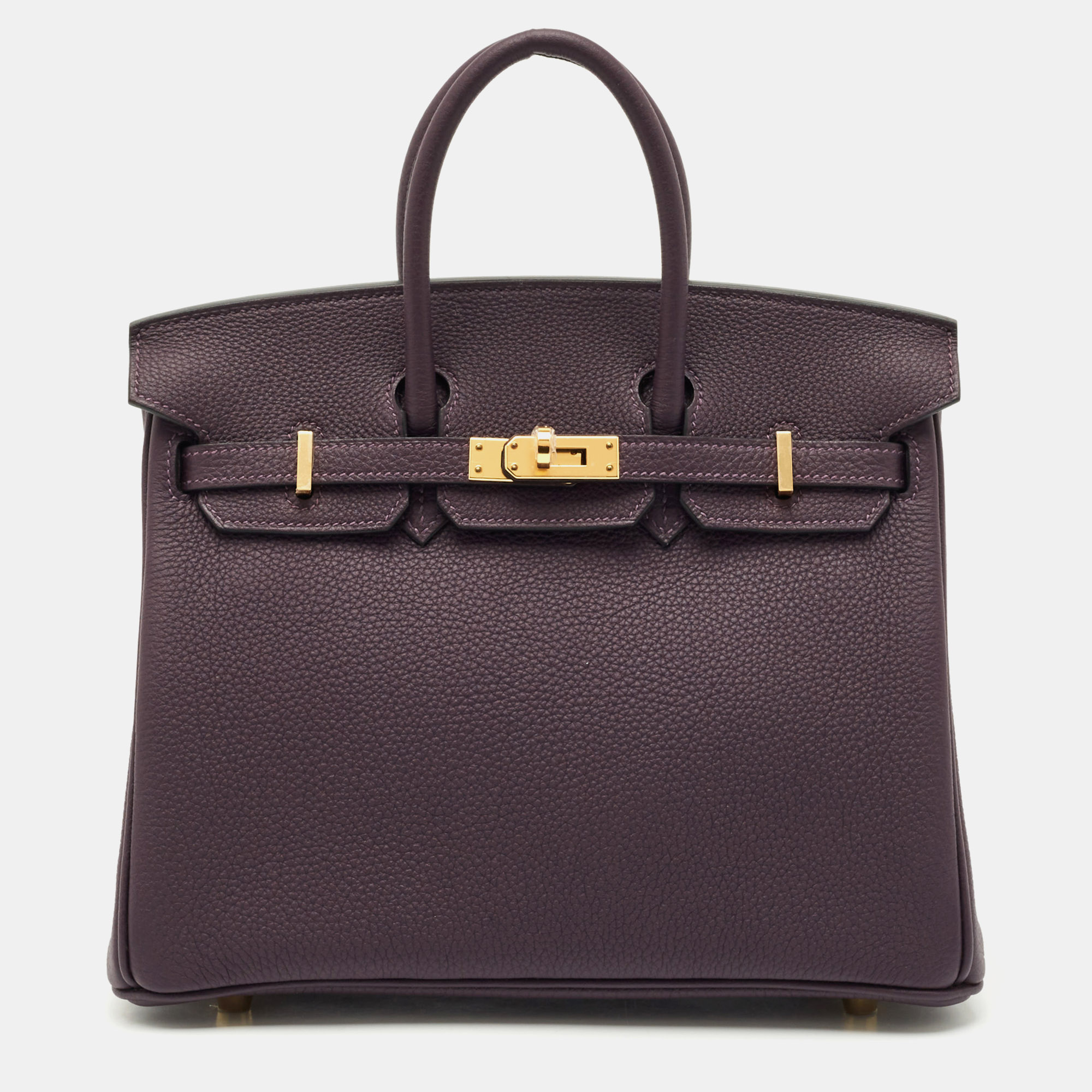 

Hermès Raisin Togo Leather Gold Finish Birkin 25 Bag, Purple