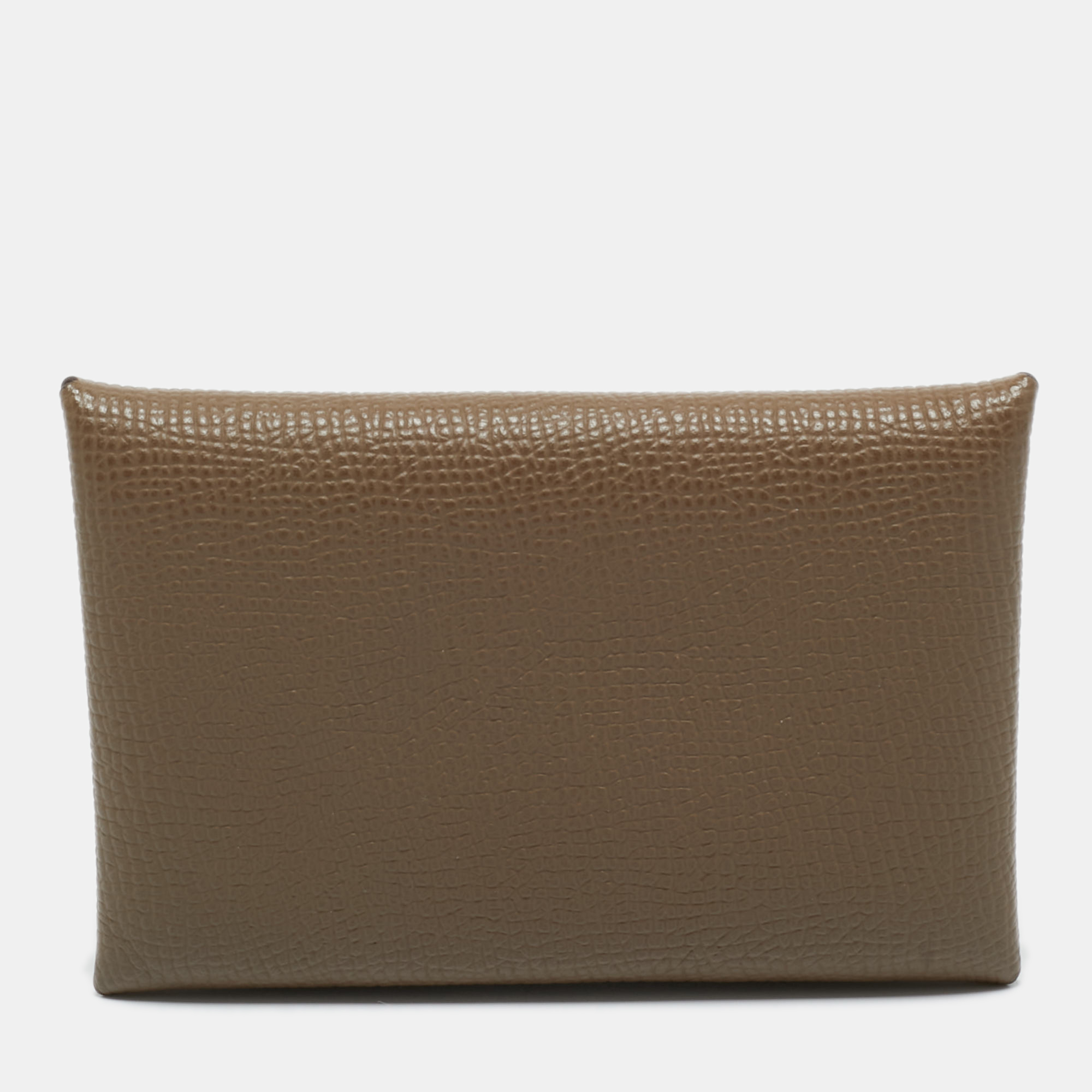 

Hermès Etoupe Epsom Leather Calvi Card Holder, Grey