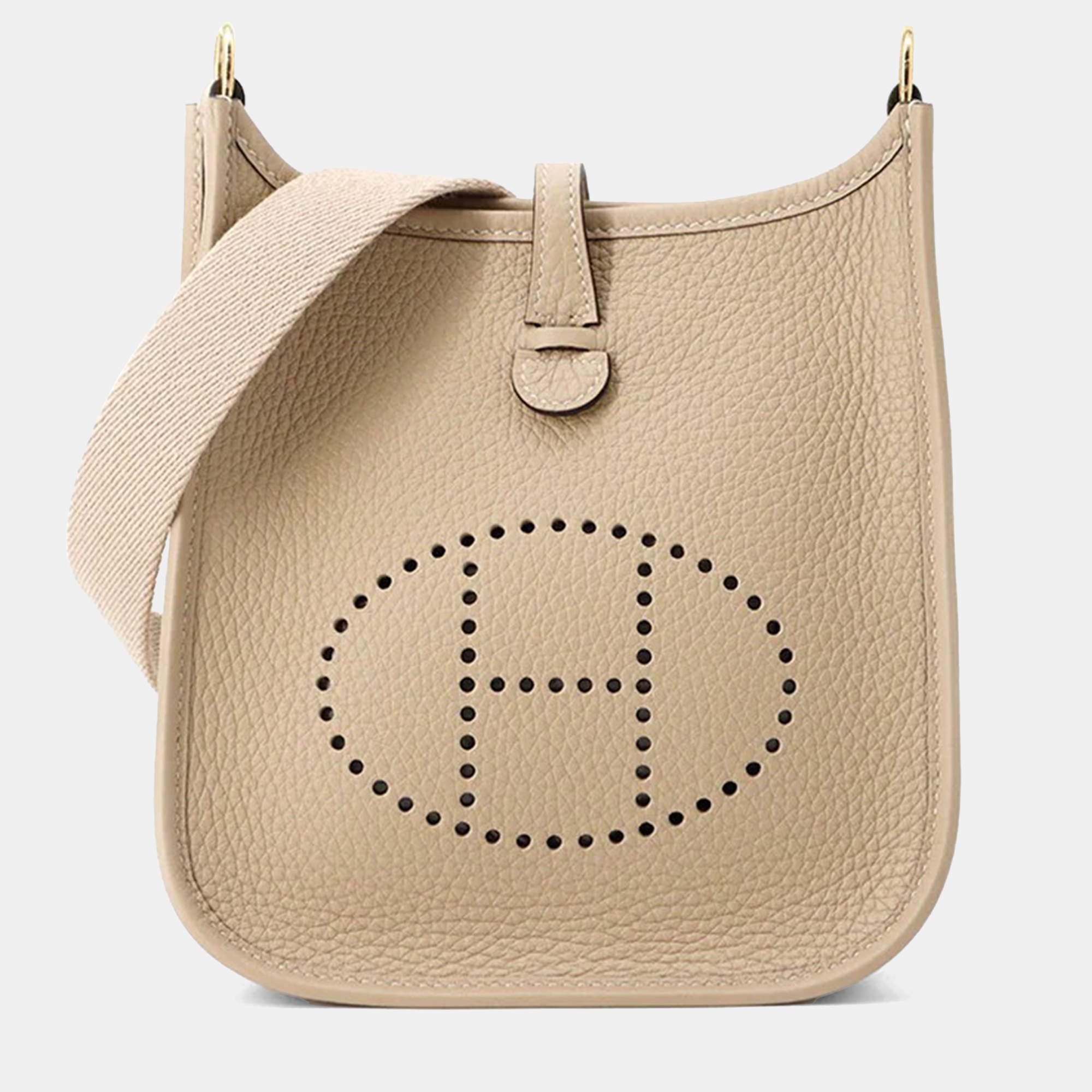 

Hermes Evelyne TPM Trench Taurillon Clemence Leather Shoulder Bag, Beige
