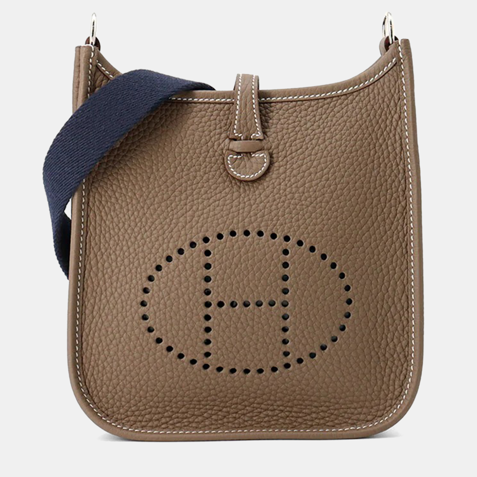 

HERMES Evelyne Long Etoupe/Blue Nuit Taurillon Clemence TPM, Brown