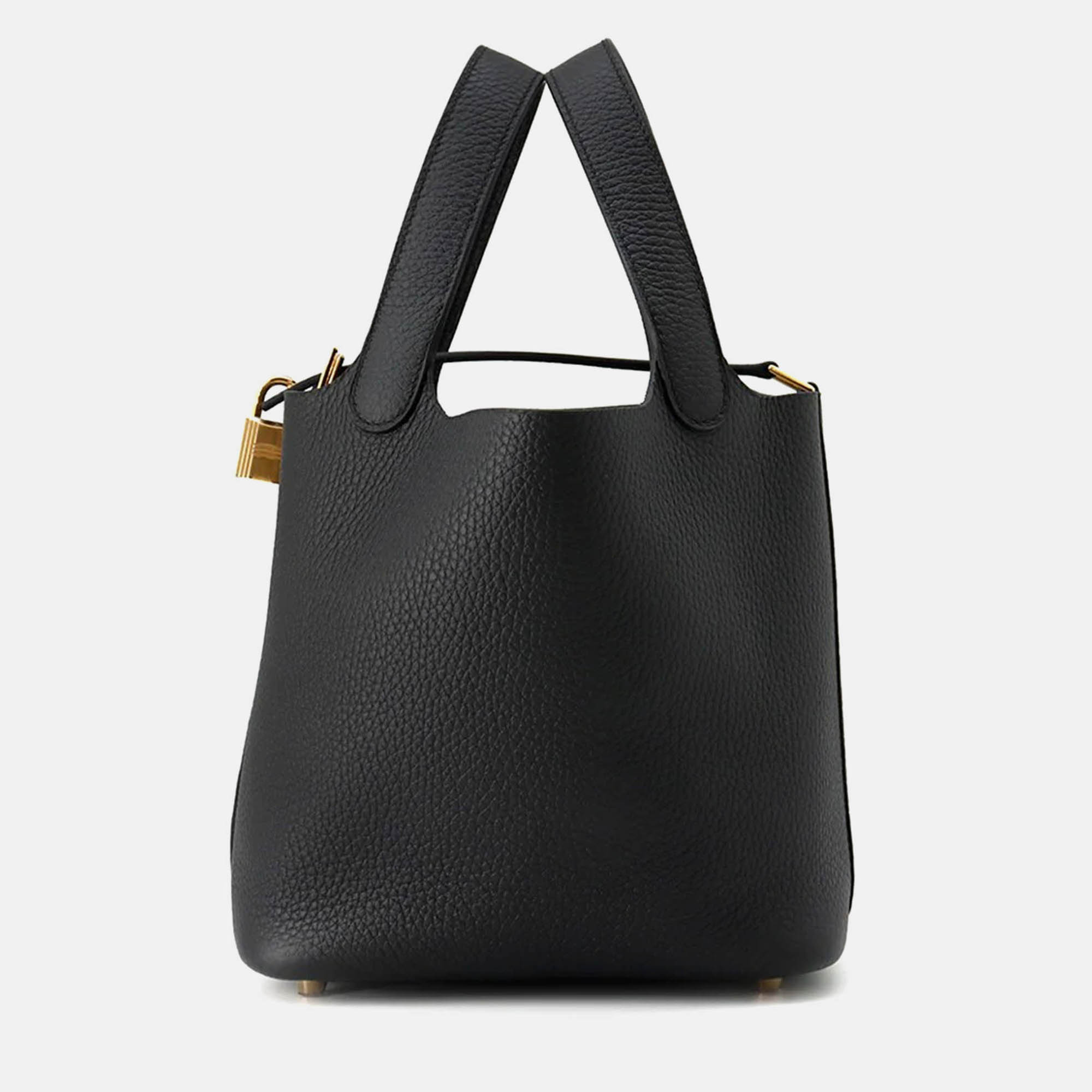 

Hermes Picotin Lock 18 Black Taurillon Clemence Leather Shoulder Bag