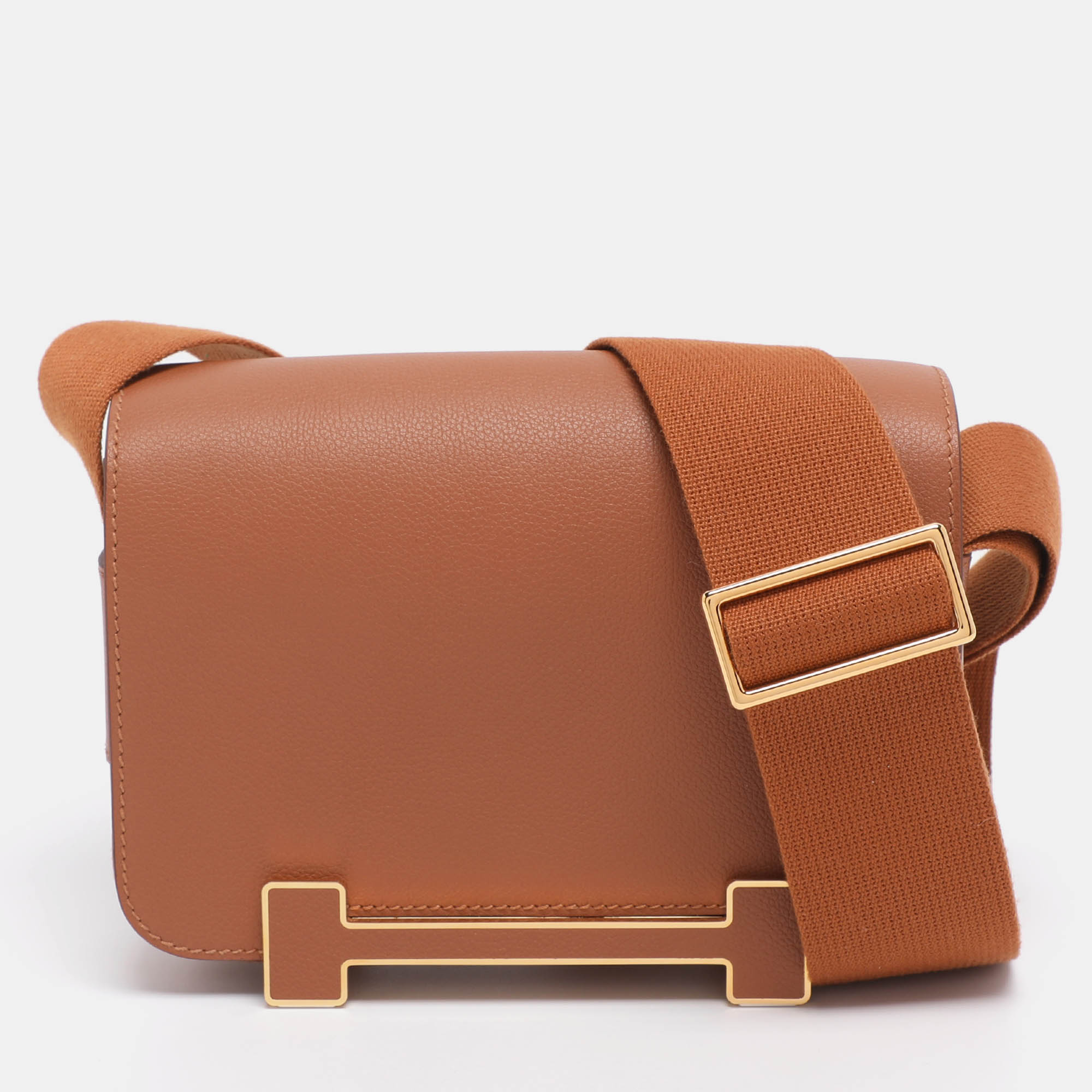 

Hermes Gold Evercolor Leather Gold Finish Geta Bag, Brown