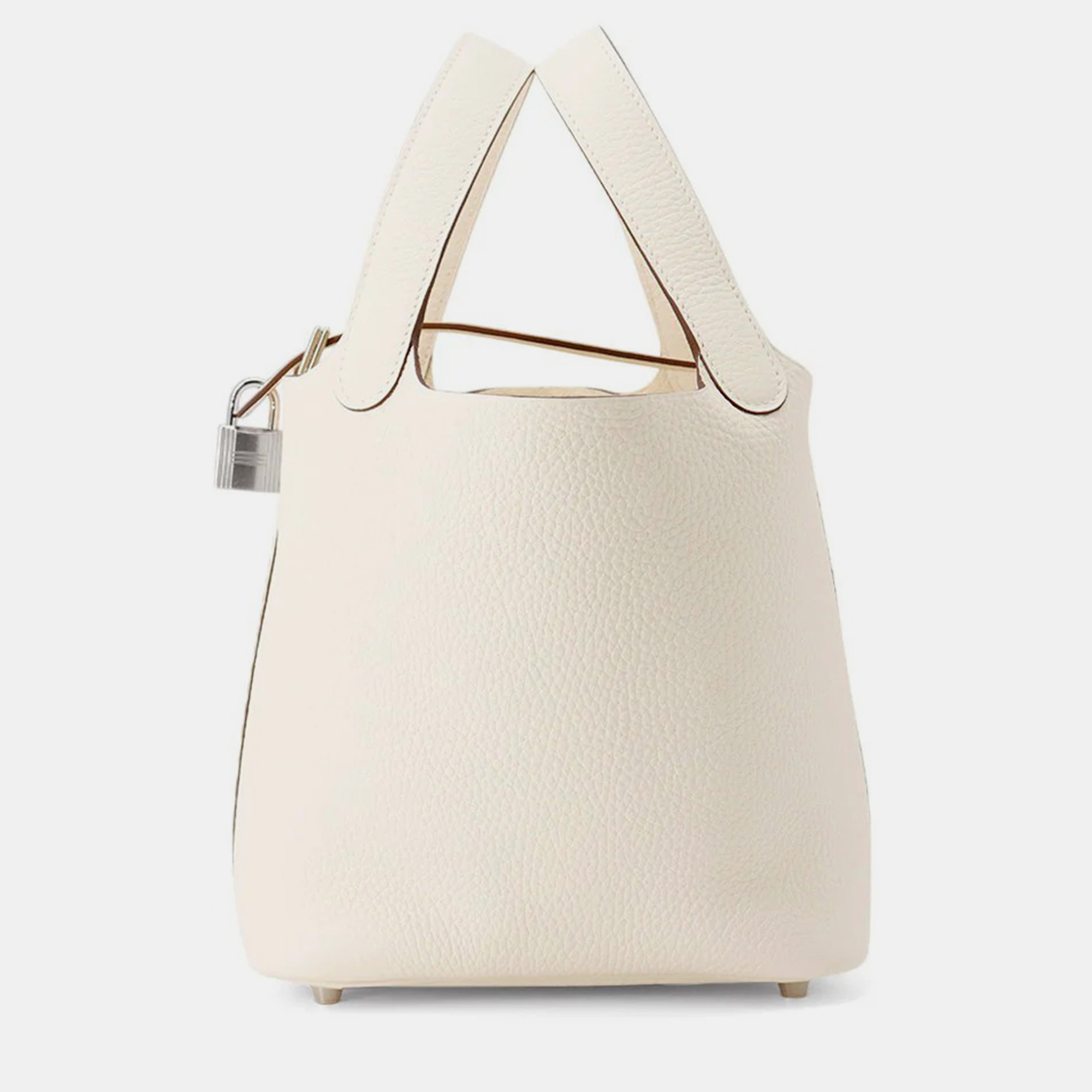 

Hermes Picotin Lock 18 Nata Taurillon Clemence Leather Tote Bag, White