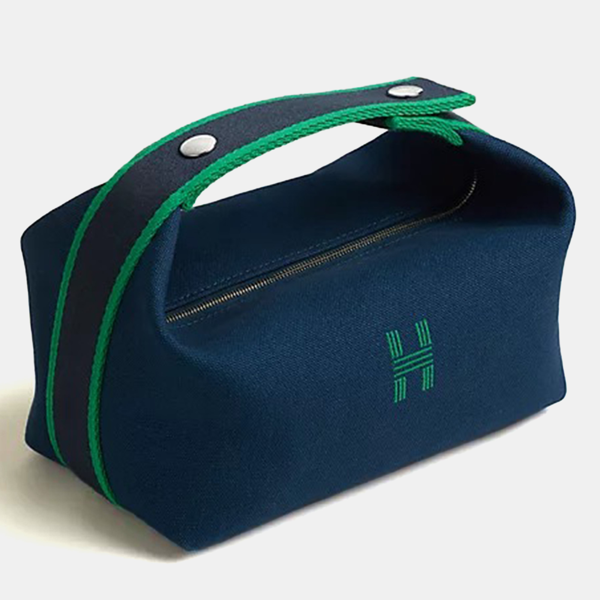 Pre-owned Hermes Bride-a-brac Case Small Marine Canvas Handbag In Blue