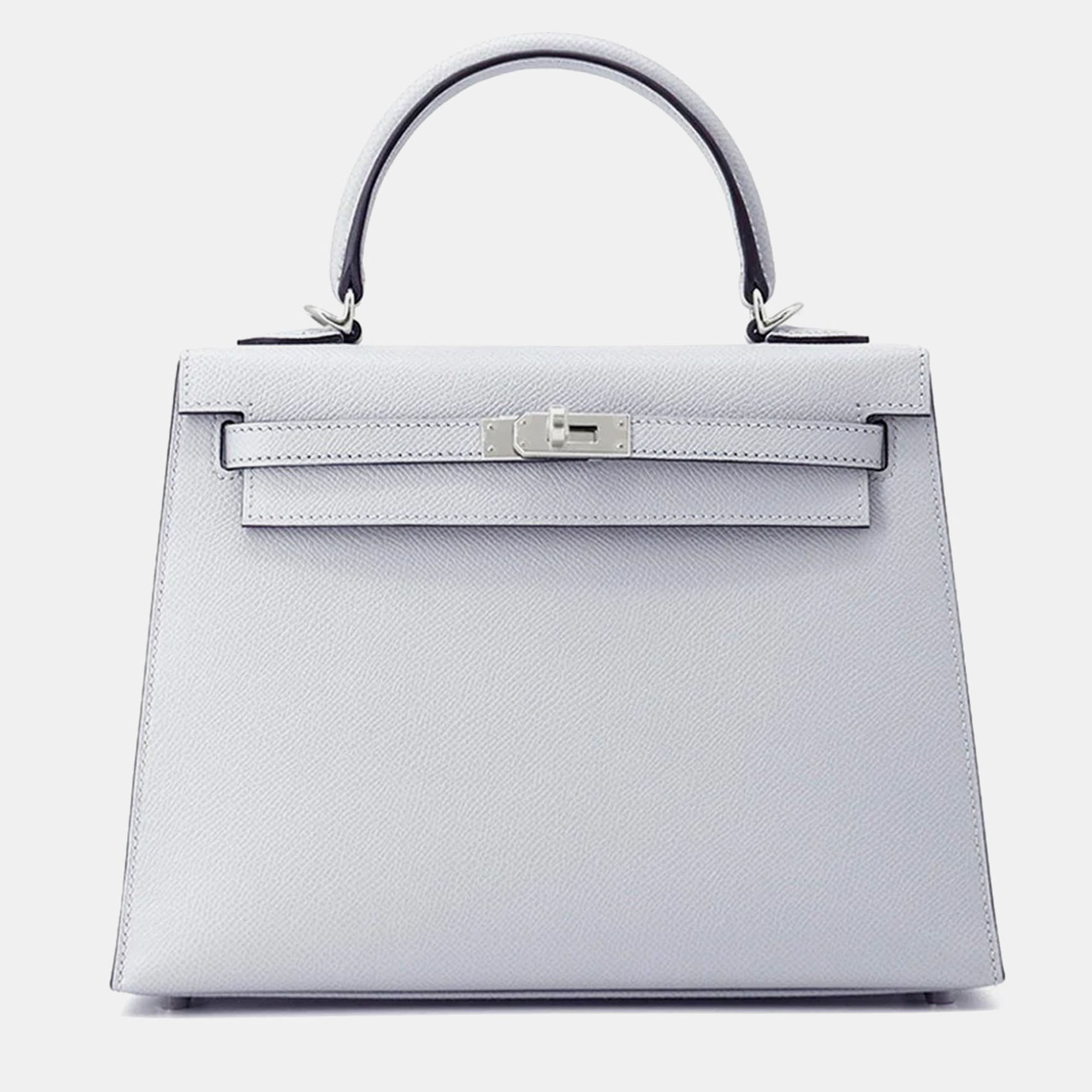 

Hermes Kelly Sellier 25 Blue Glacier Epsom Leather Handbag