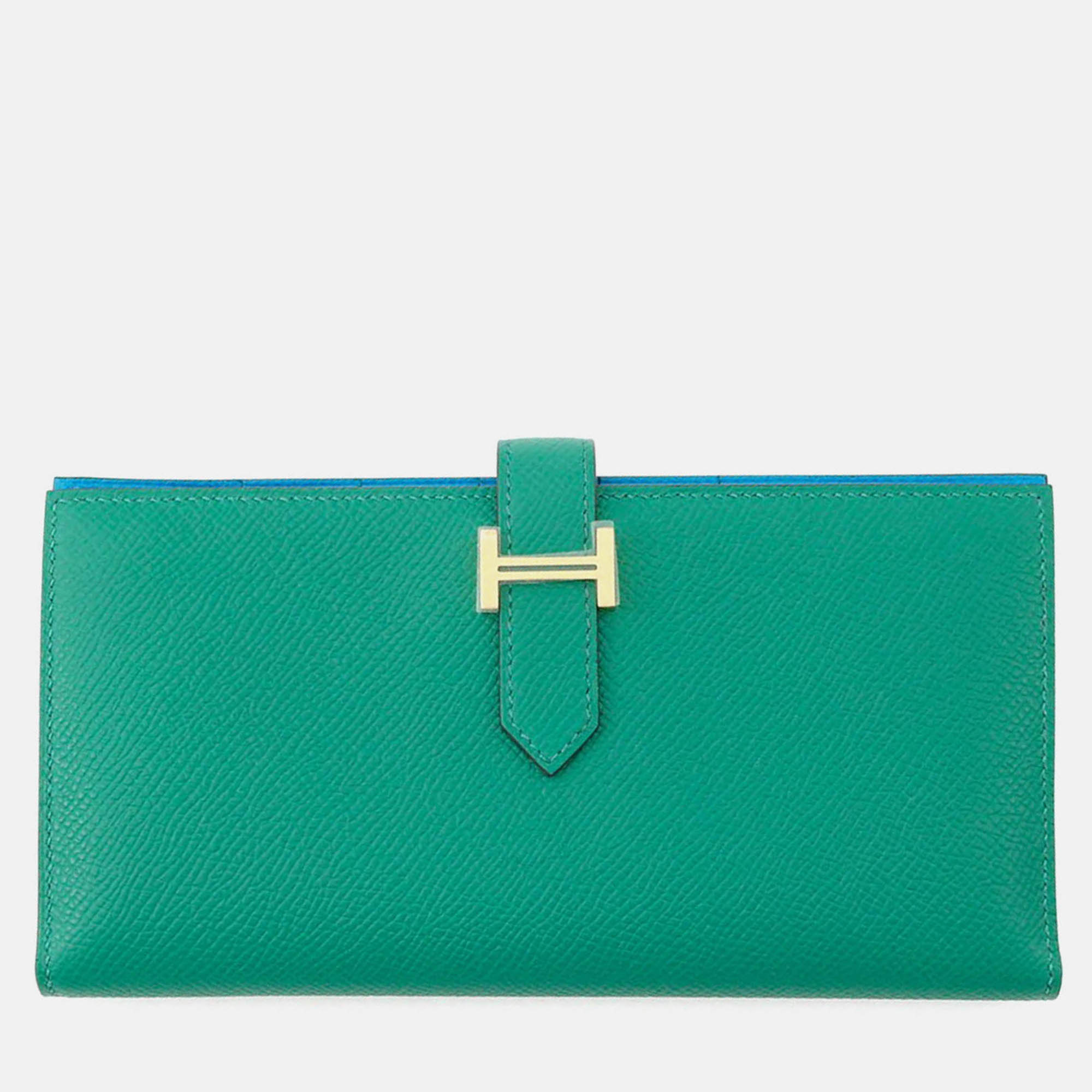 

Hermes Bearnsfre Verso Vert Jade/Blue Zanzibar Epsom Wallet