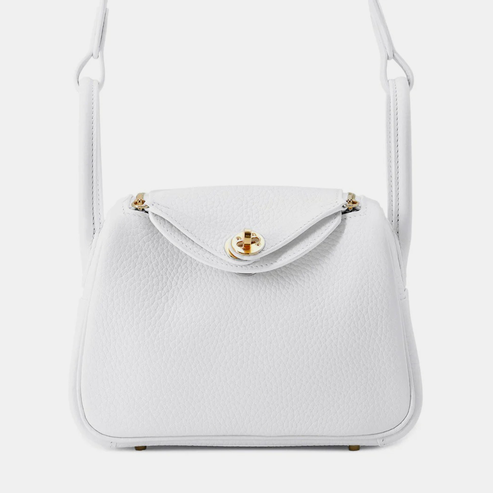 

Hermes Lindy Mini White Taurillon Clemence Shoulder Bag
