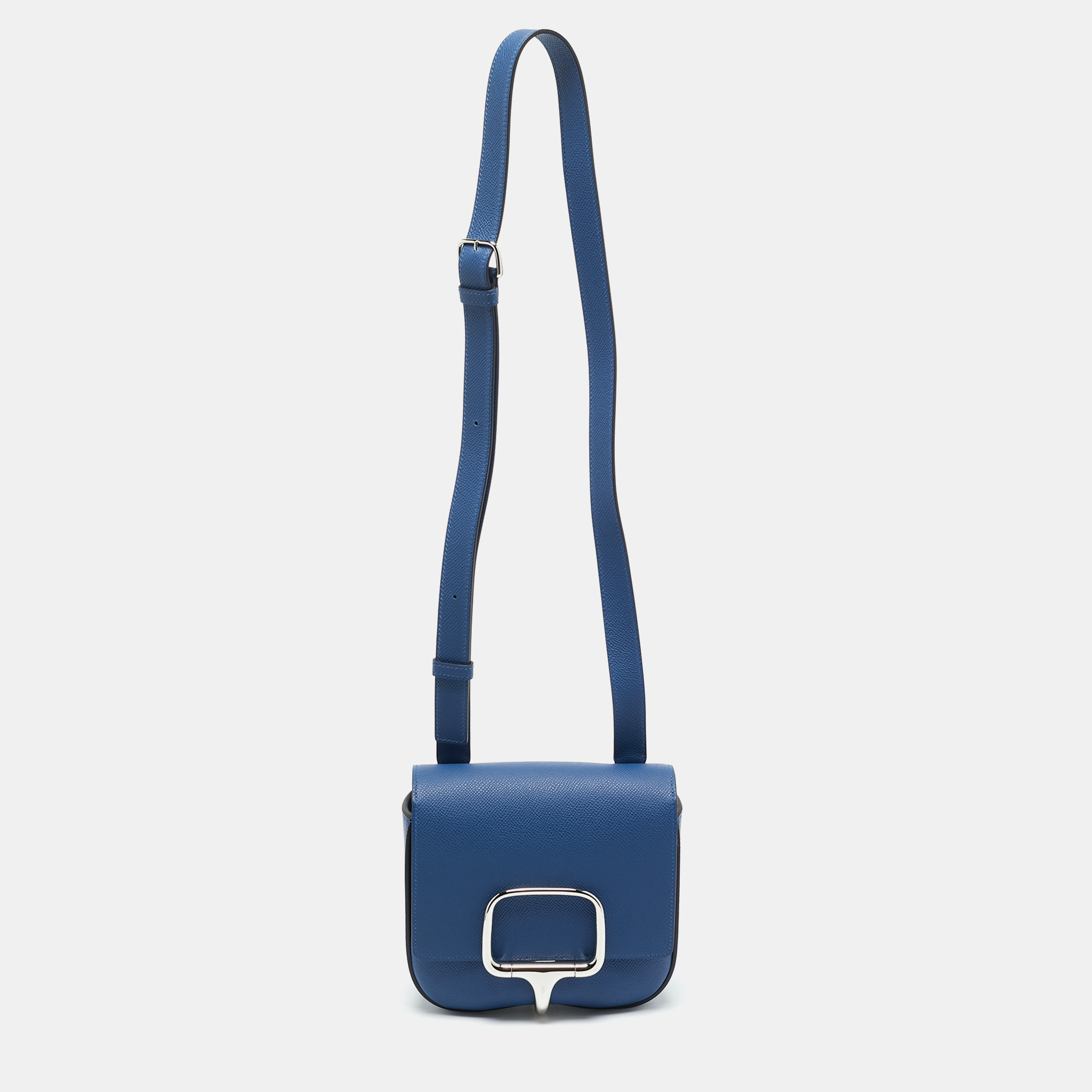 Pre-owned Hermes Hermès Bleu France Epsom Leather Della Cavalleria Mini Bag In Blue