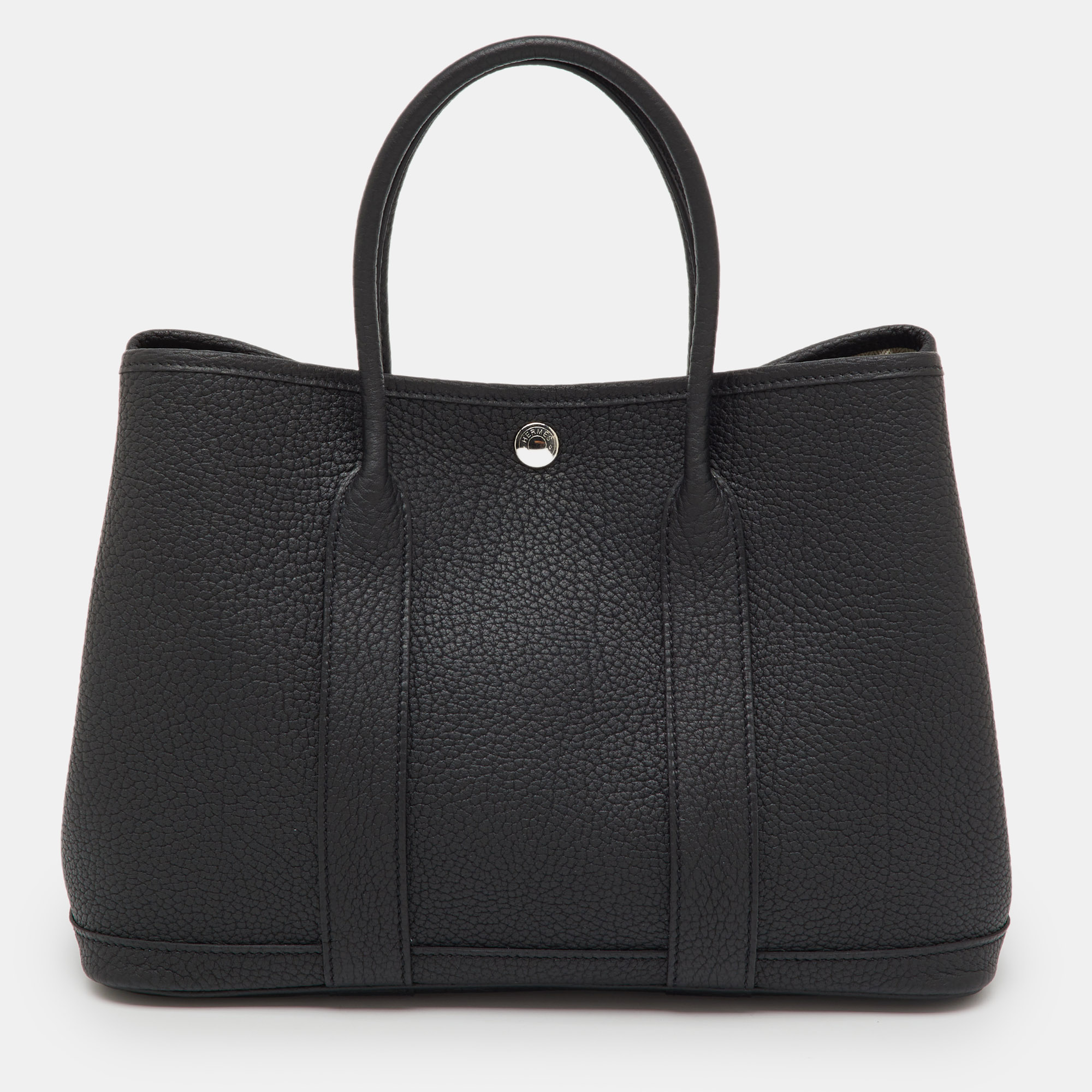 

Hermes Black Negonda Leather Garden Party 30 Bag