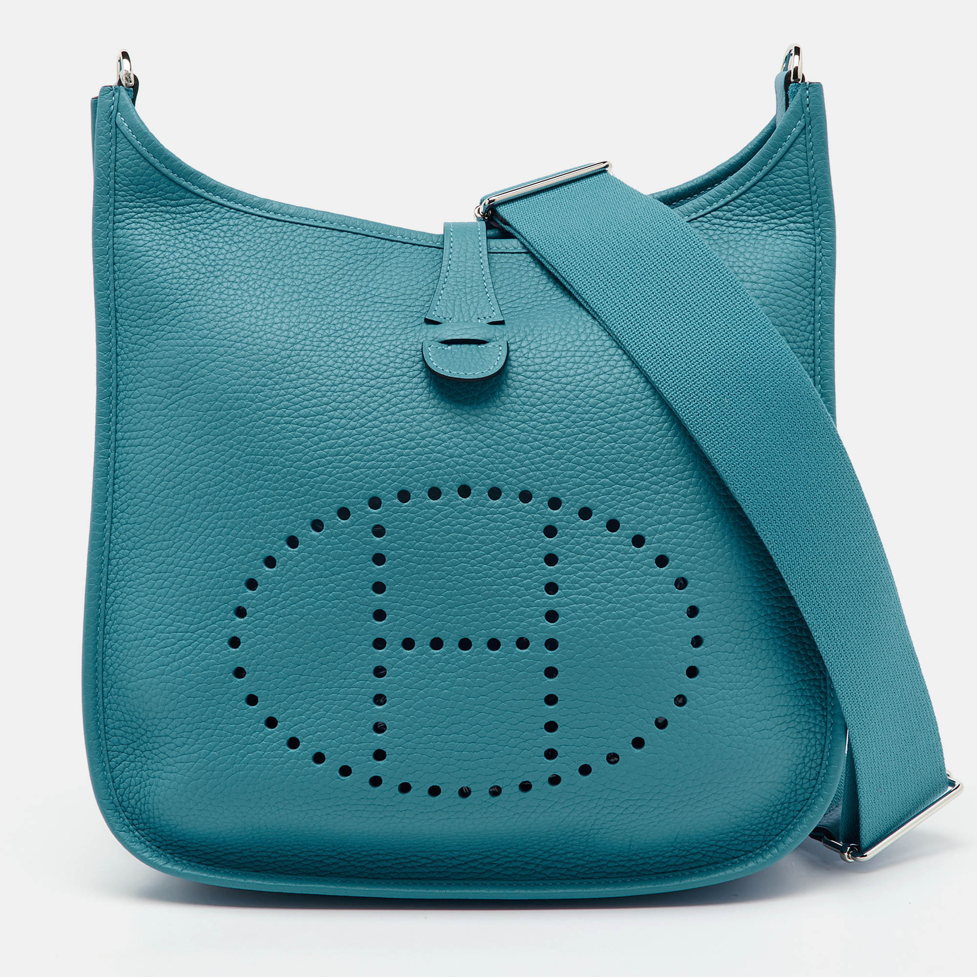 

Hermes Turquoise Blue Togo Leather Evelyne III PM Bag