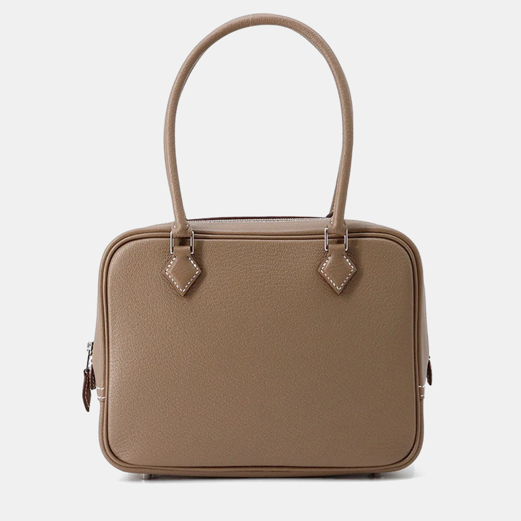 

Hermes Plume Size Mini Etoupe Chevre Myzore Goatskin Bag, Brown