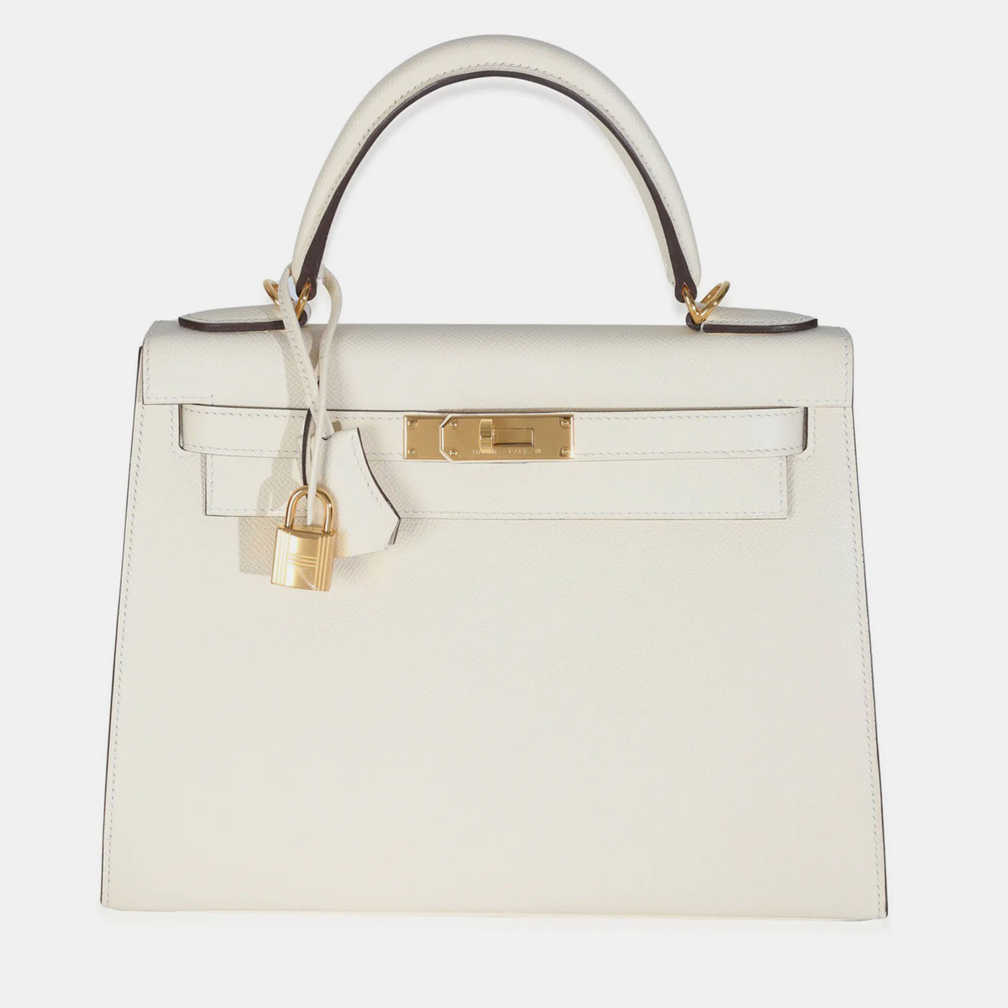 

Hermes Sellier Kelly 28 Nata Epsom Bag, White
