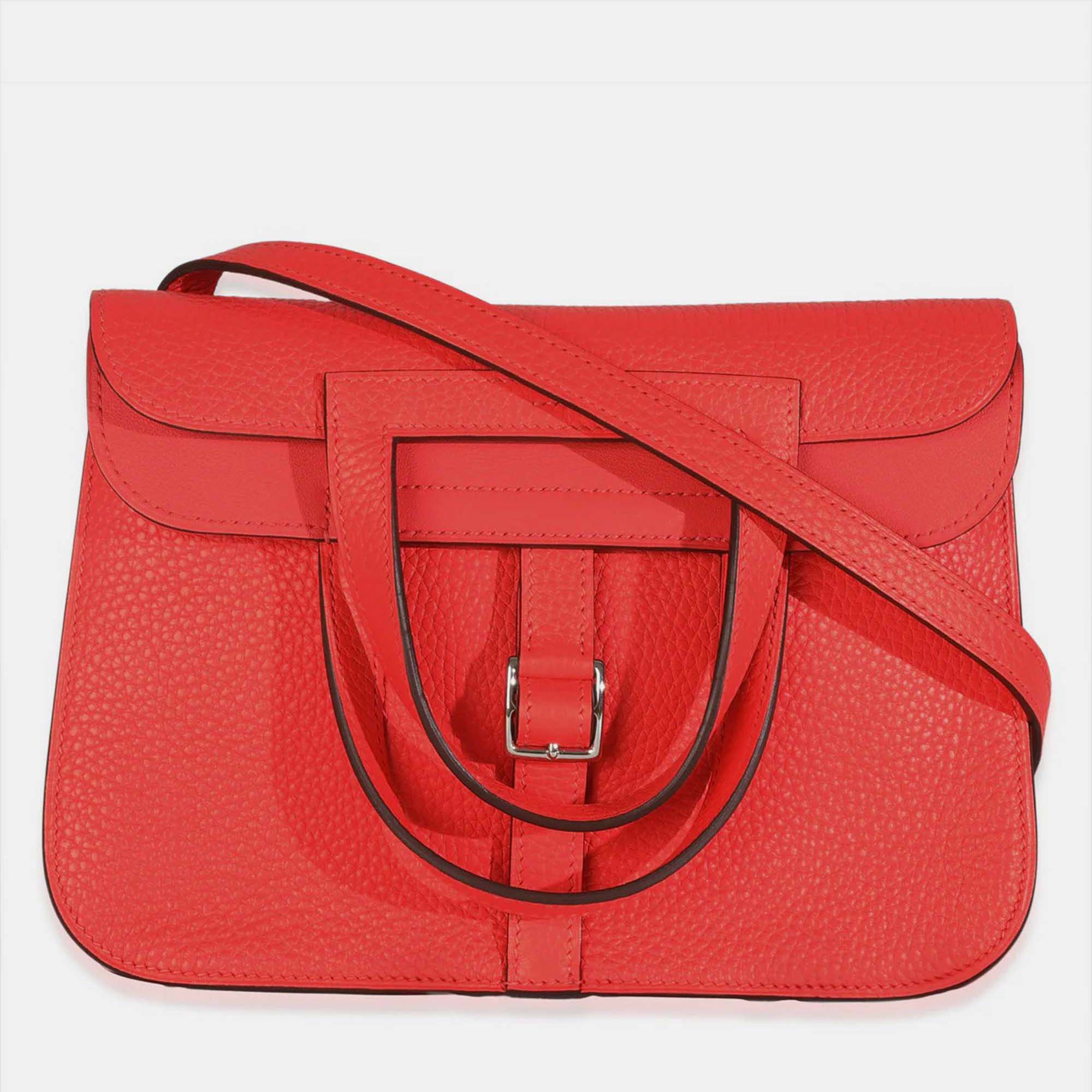 

Hermes Halzan 25 Rose Texas Clemence Bag, Pink