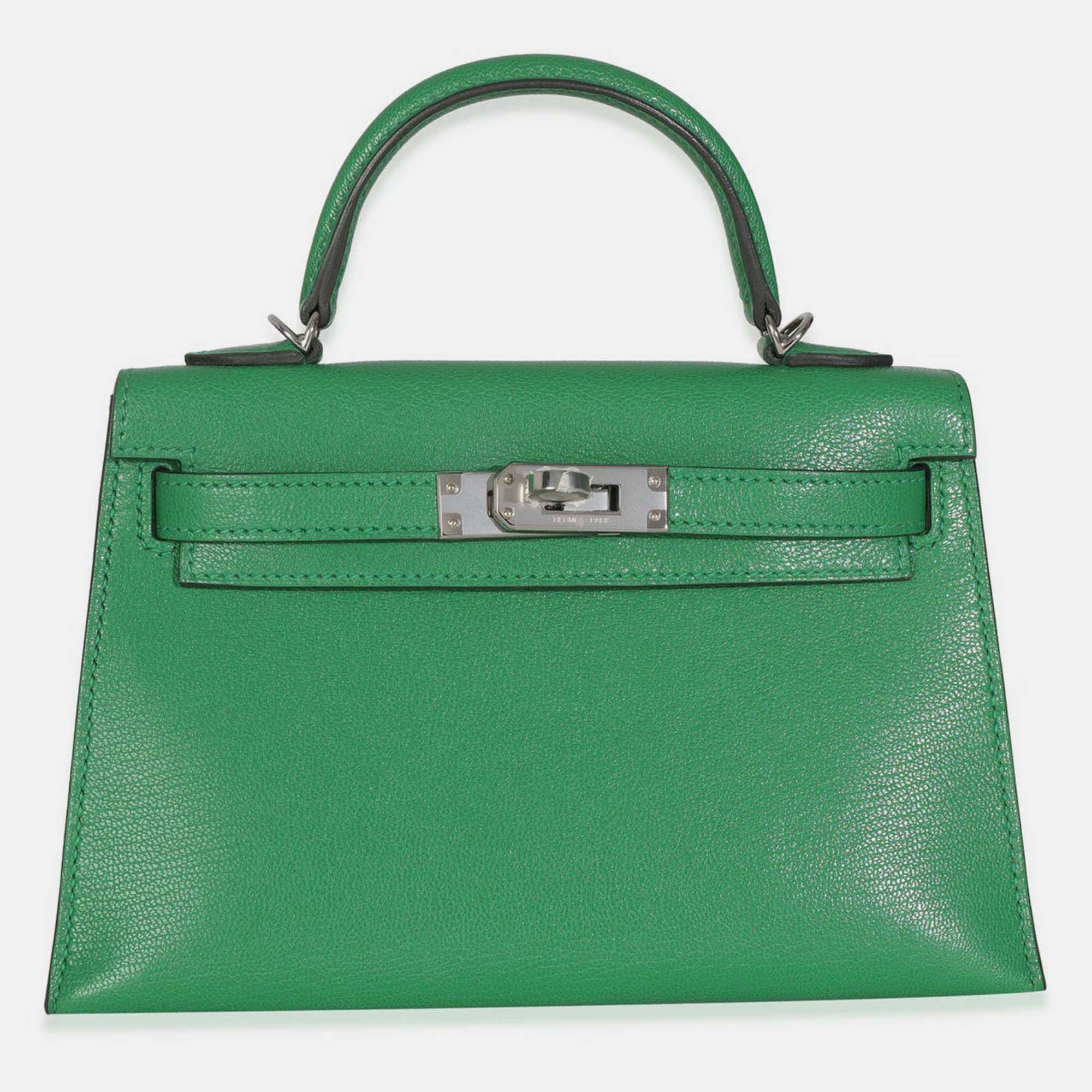 

Hermes Chamkila Chevre Bamboo Mini Sellier Kelly 20 II, Green