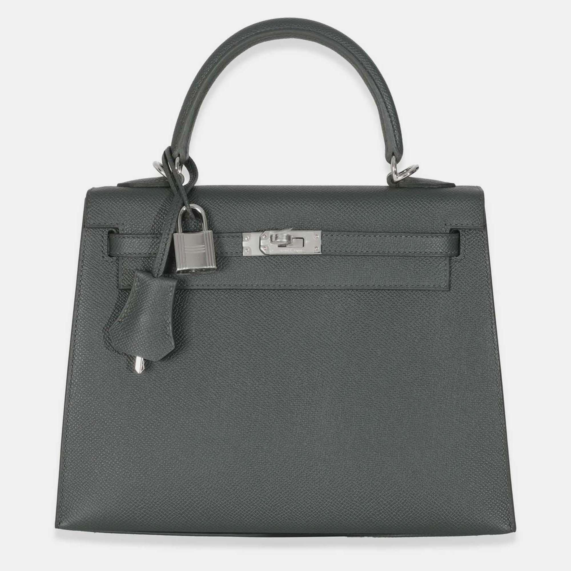 

Hermes Vert Mangrove Epsom Sellier Kelly 25 SHW, Grey