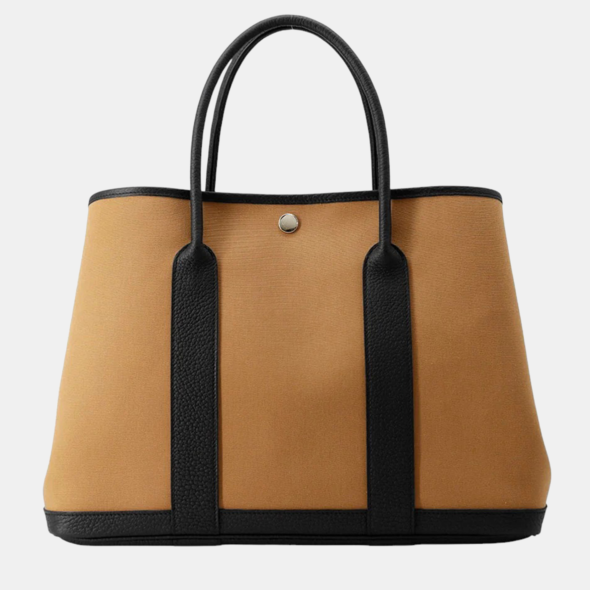 

Hermes Garden Party Biscuit/Black Toile H Negonda Leather PM