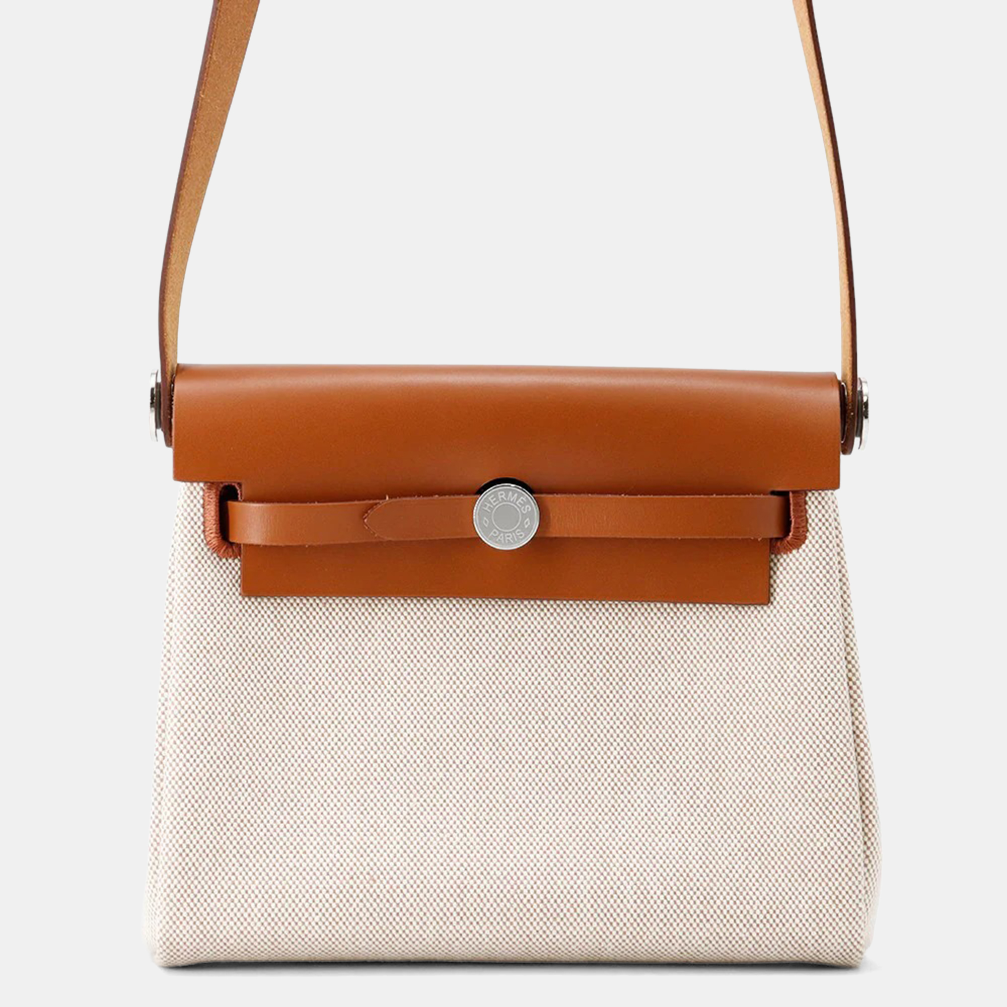 

Hermes Herbag Zip Fauve Toile H Vache Hunter Leather Mini, Beige