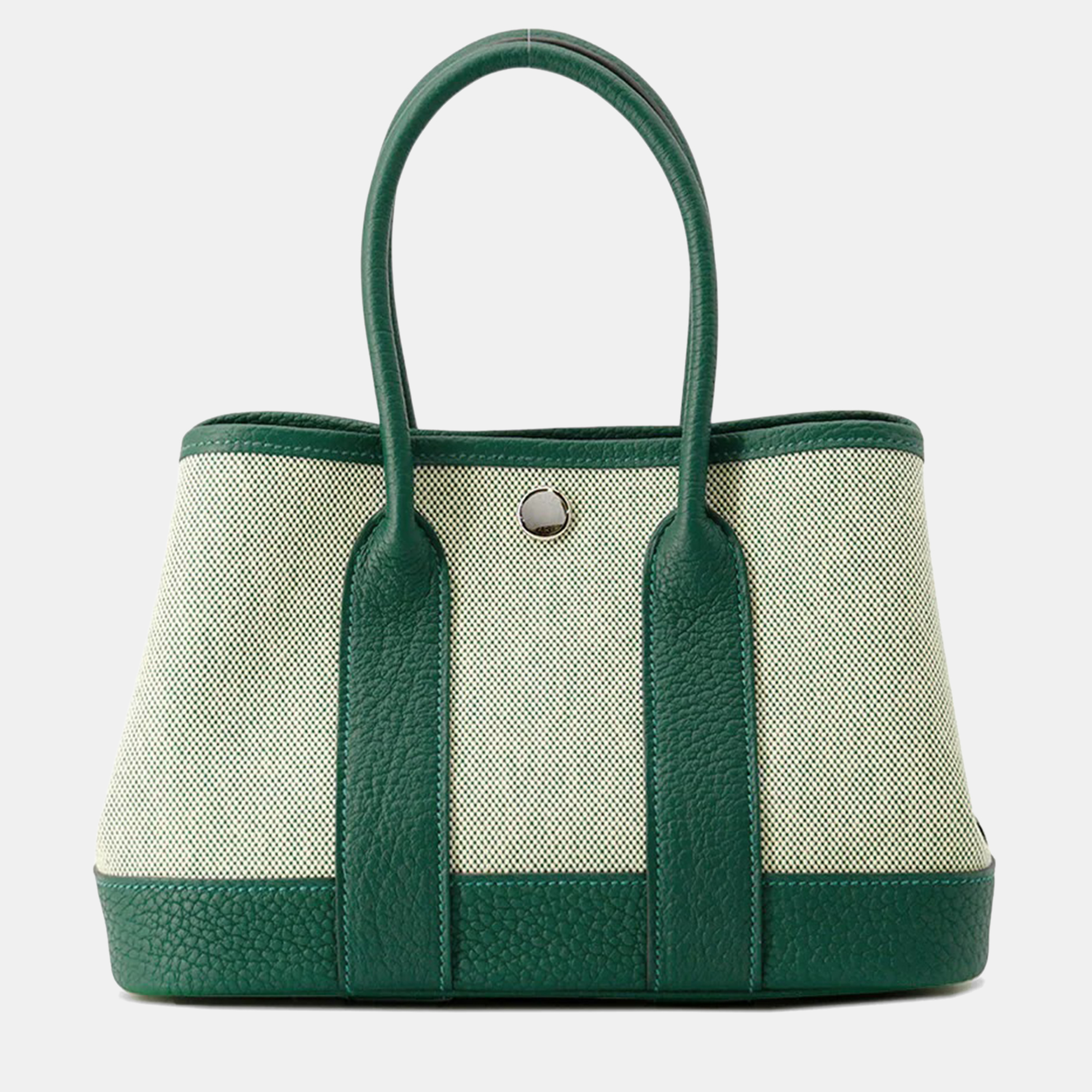 

Hermes Neo Garden Ecru/Vert Moyen Negonda Leather Toile H Size, Beige