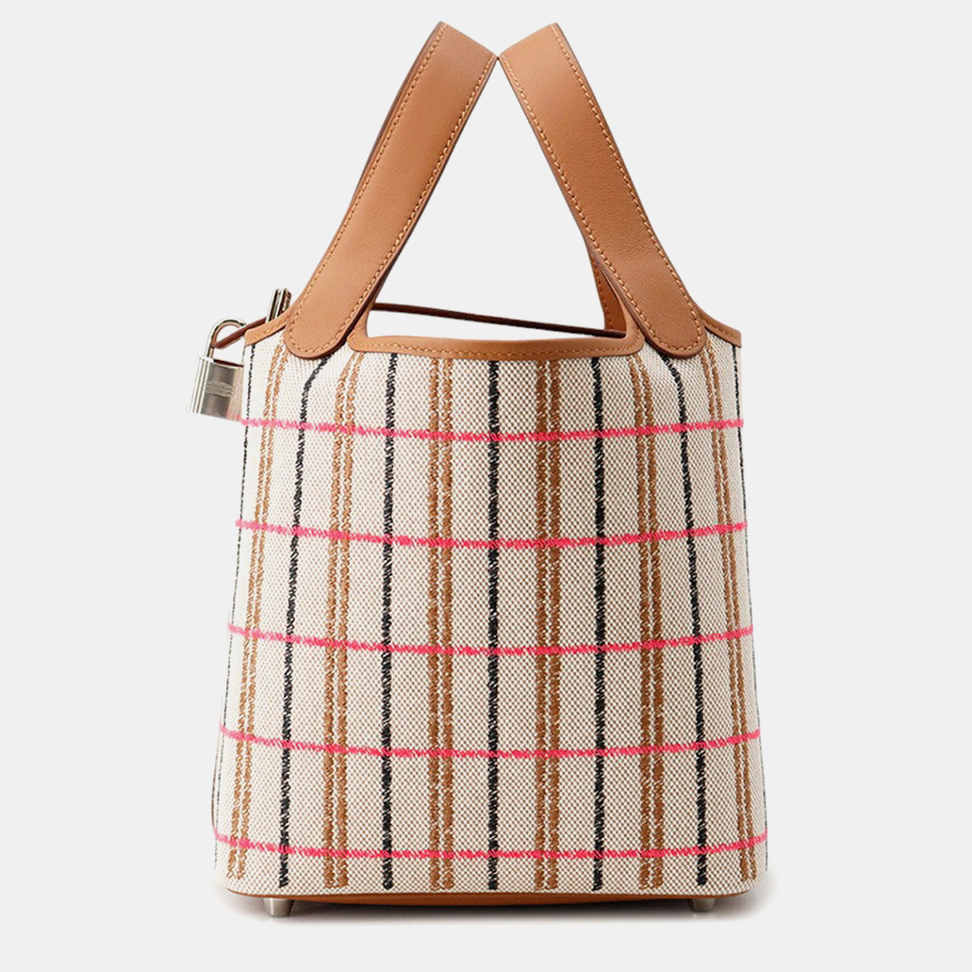 

Hermes Picotin Lock Blanket Gold/Ecru/Fauve/Rose Pop Toile H Swift Leather Size PM, Brown