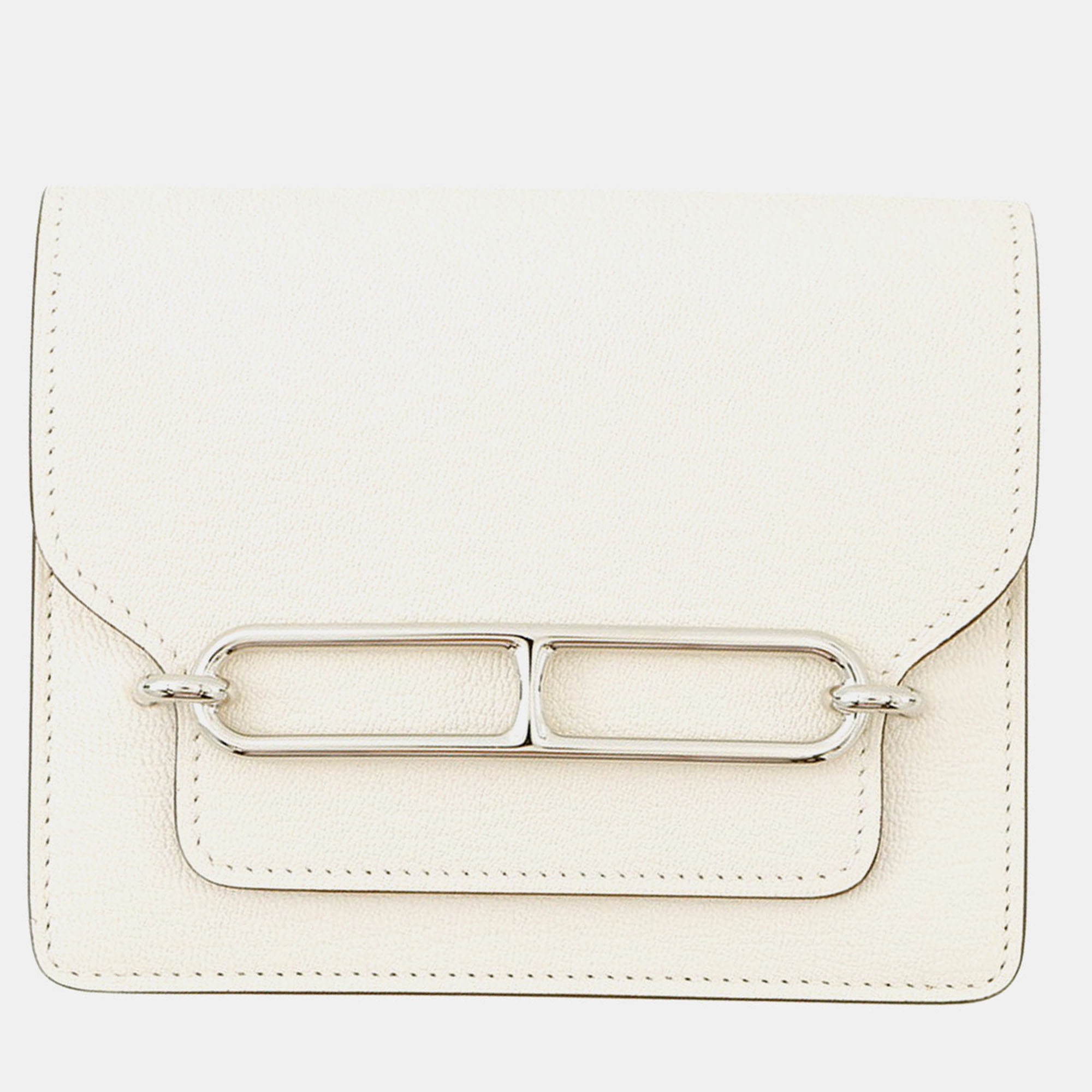

Hermes Roulis Slim Nata Chevre Myzore Goatskin Coin Purse, White
