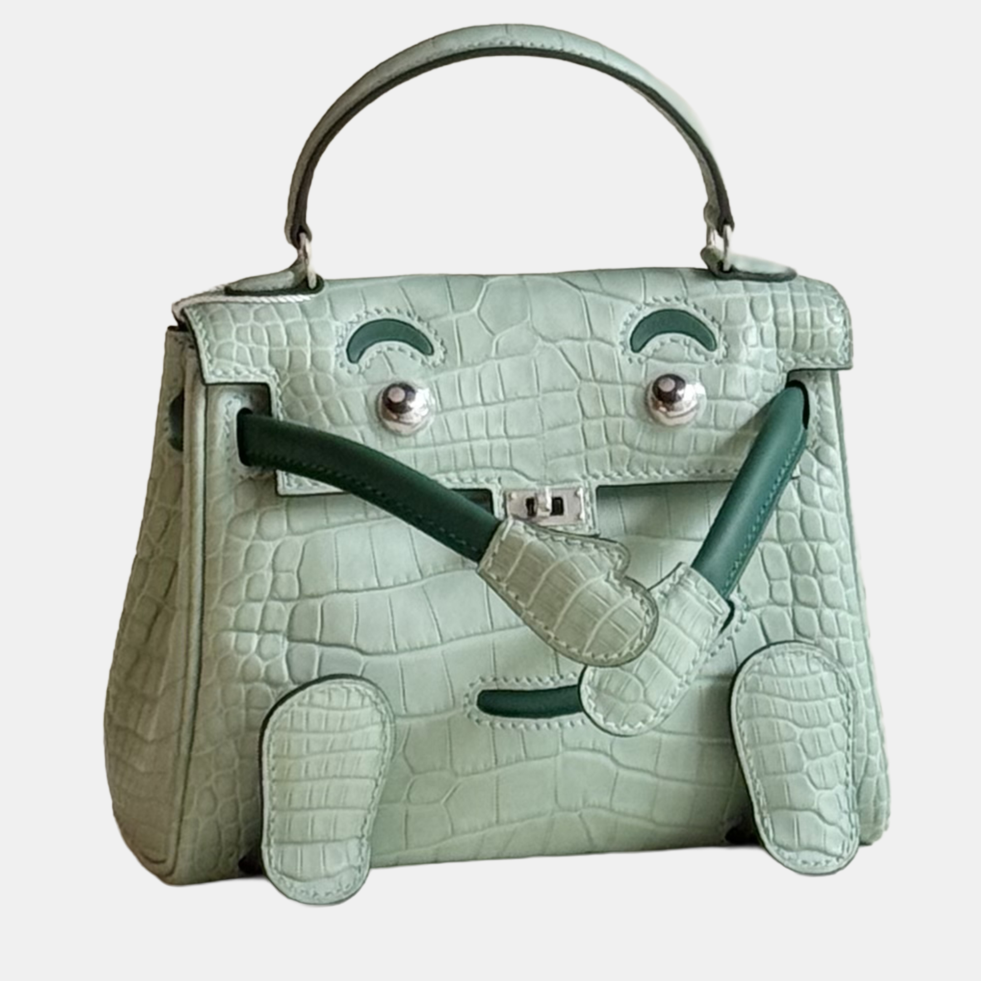 

Hermes Kelly Doll Bag Mint Green Matte Crocodile Palladium Hardware