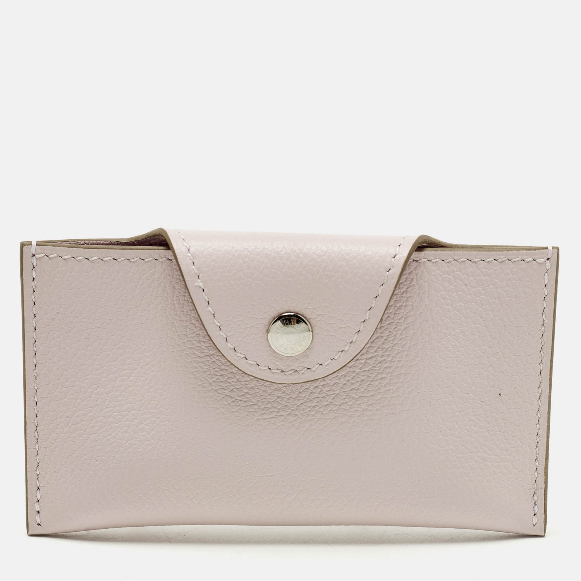 Click to view more detailed imagery on our partner's website Pre-owned Hermes Iliade Mauve Pâle Evercolor Leather Card Holder In Pink