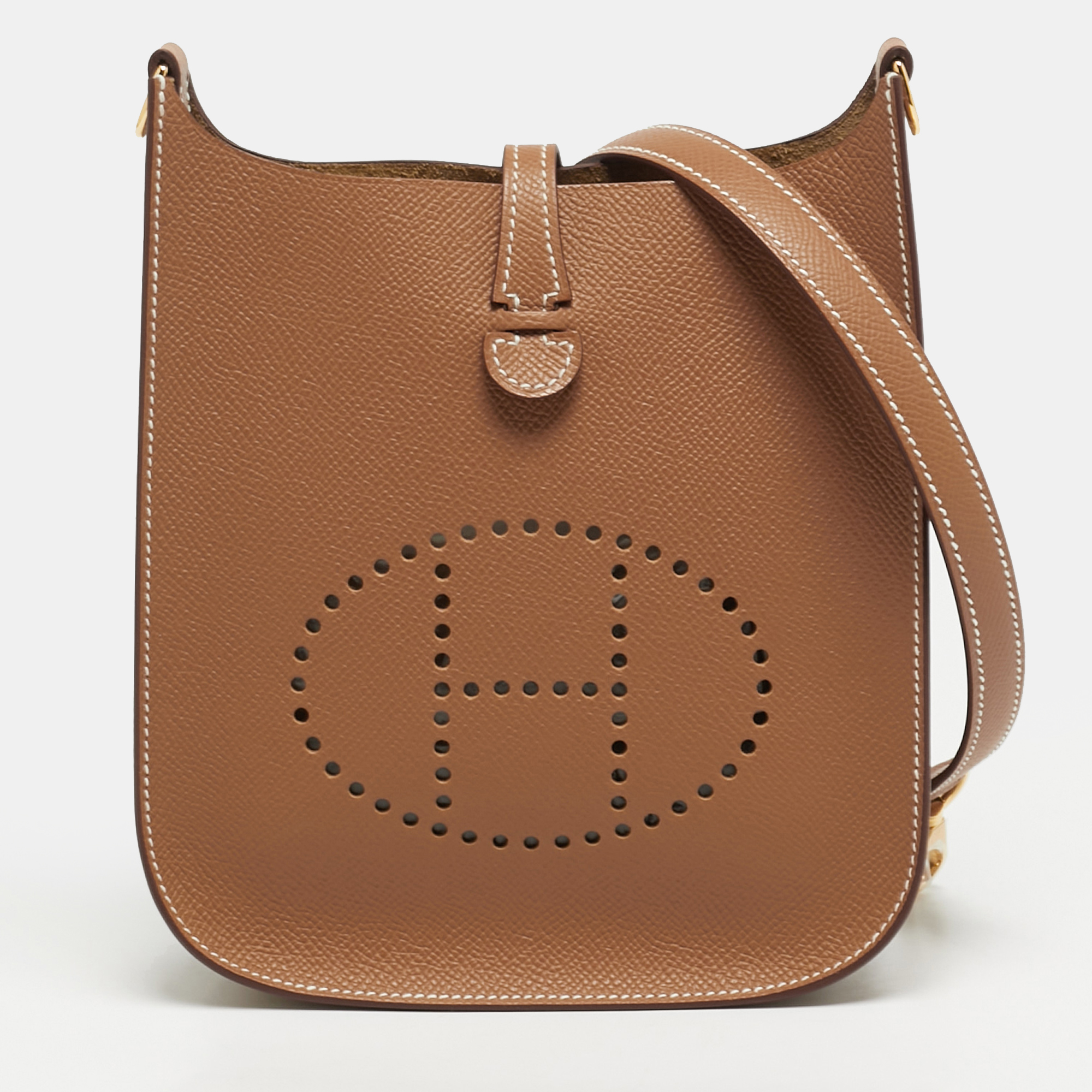 

Hermes Evelyne TPM Gold Epsom Leather Bag, Brown
