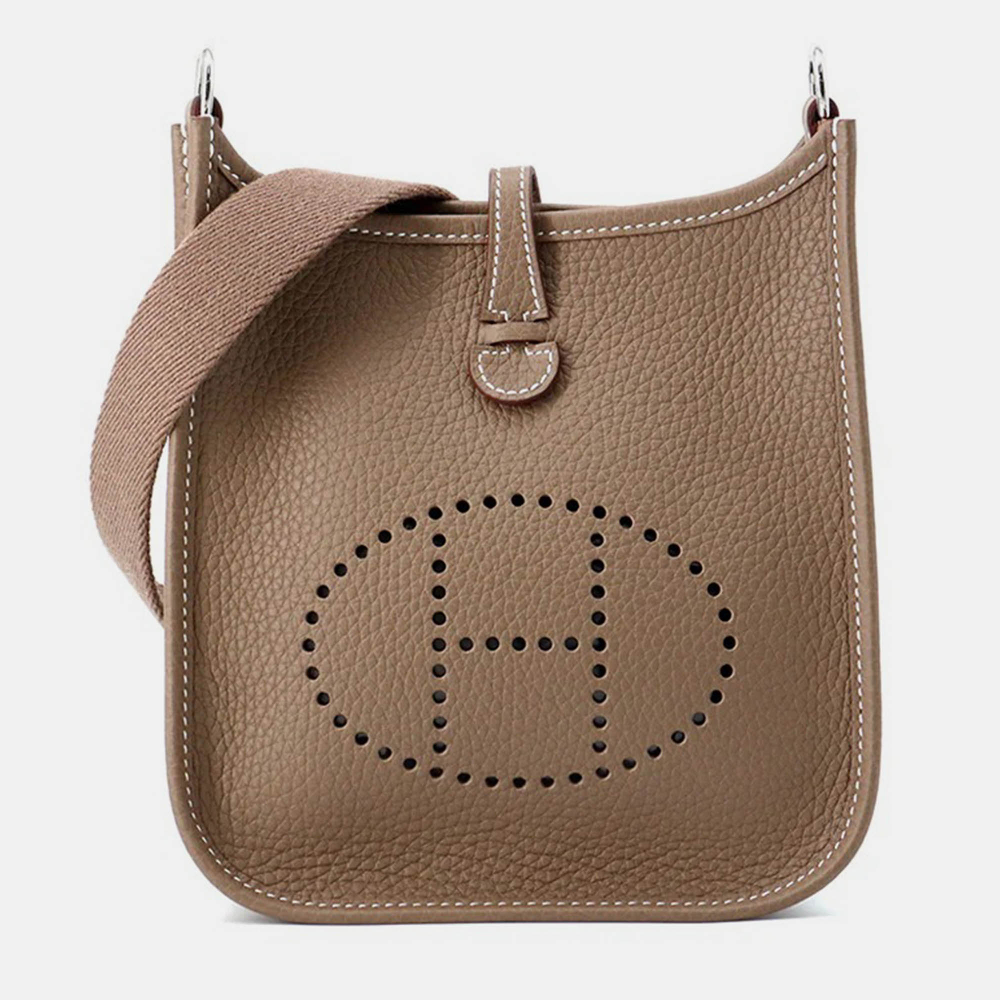 

Hermes Evelyne Long TPM Etoupe Taurillon Clemence Bag, Brown