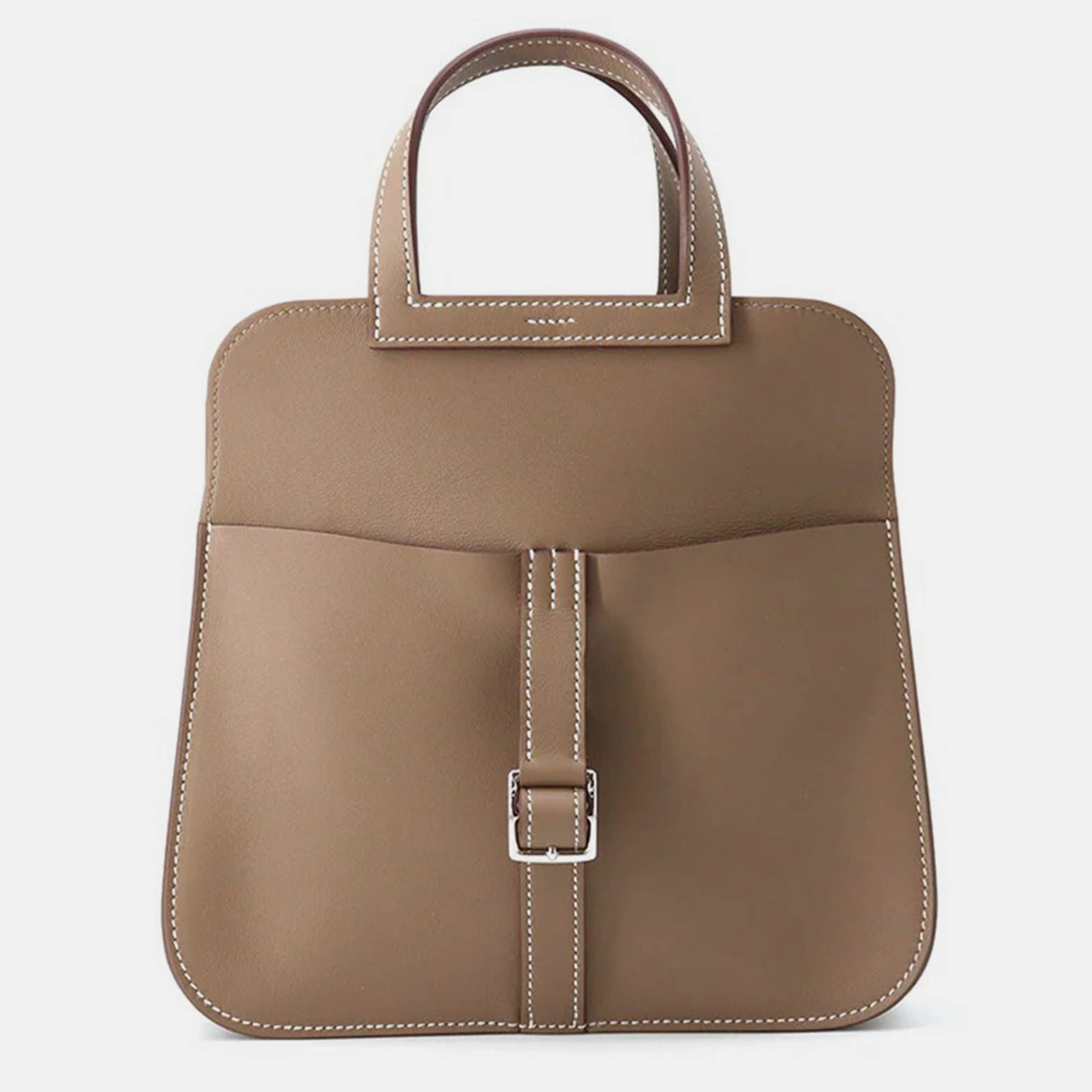

Hermes Halzan Mini Etoupe Swift Leather Bag, Brown